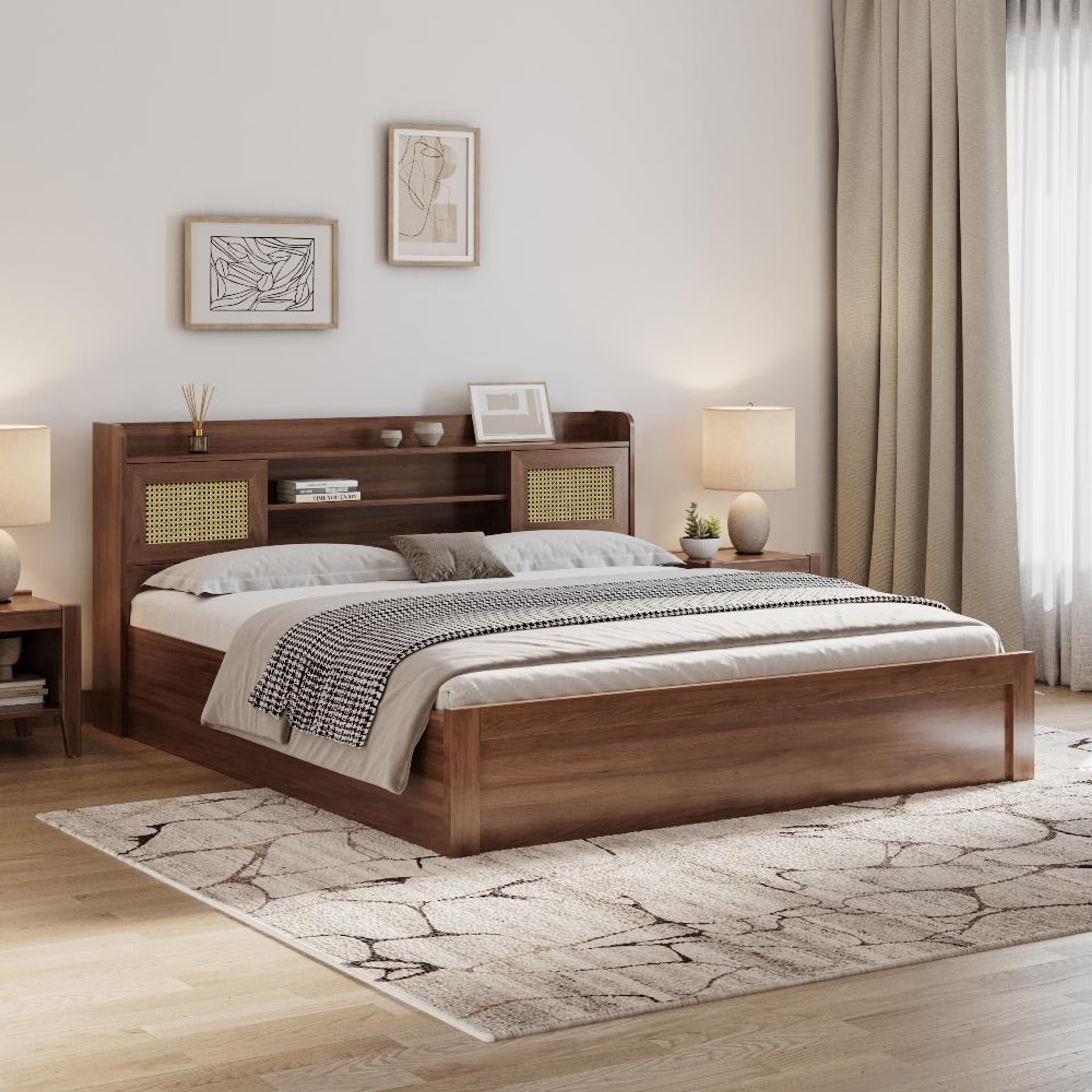 Wakefit Tesser King Engineered Wood Bed with Storage King - 78" x 72\