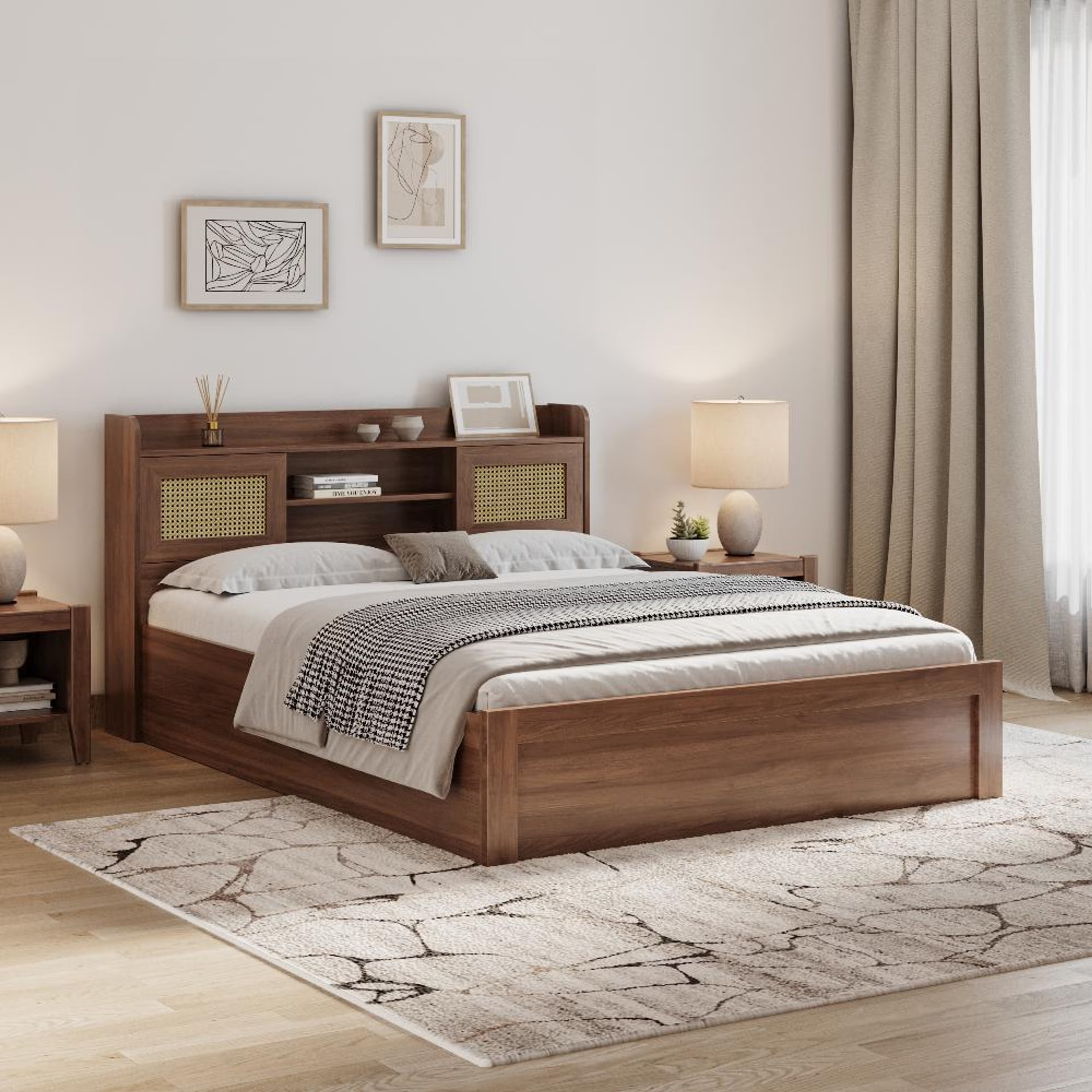 Wakefit Tesser Queen Engineered Wood Bed with Storage Queen - 78" x 60\