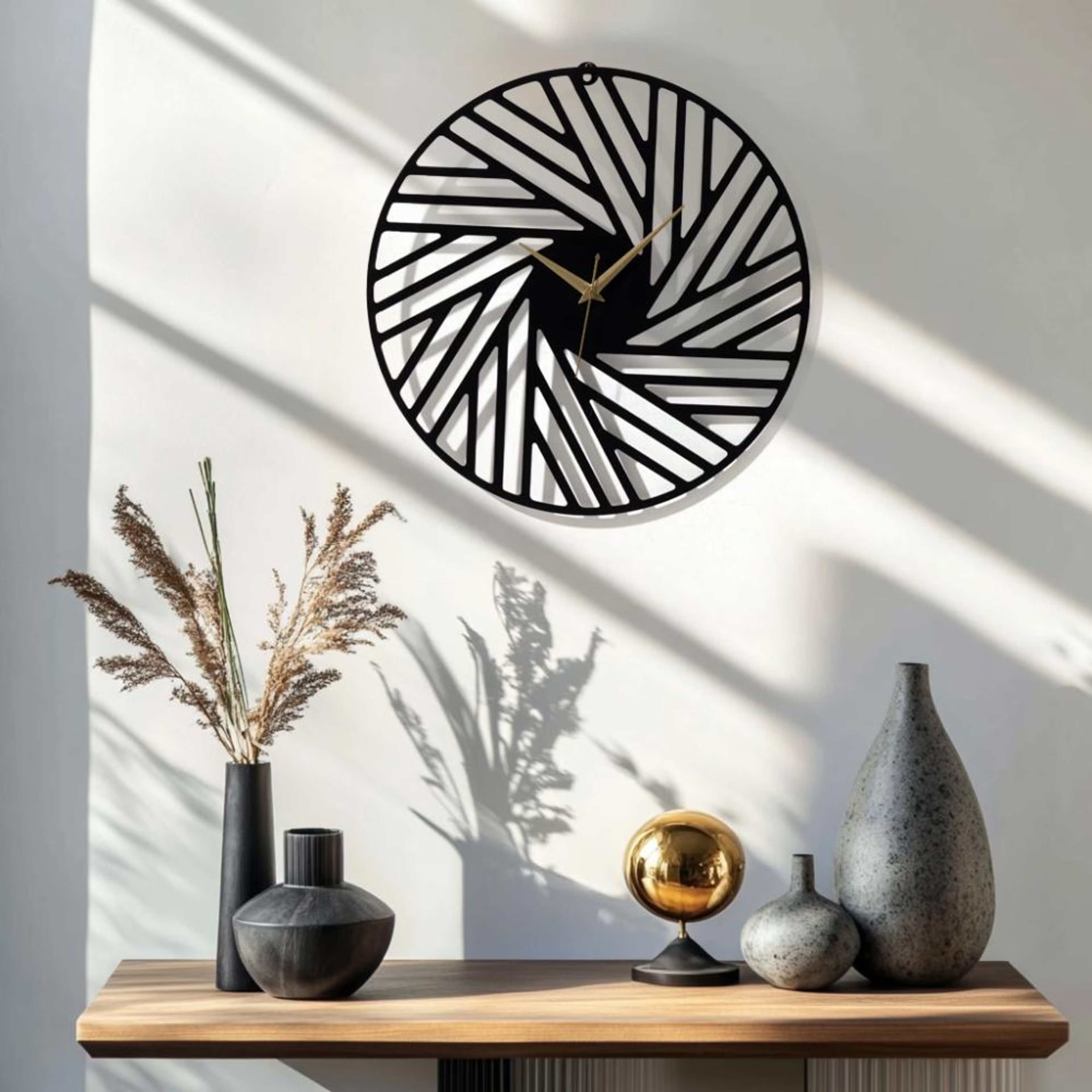 Metal Analog Wall Clock Big | 20 Inch | Laser Cut Abstract Home Decor & Gifting Option | For Living Room Study Bedroom & Office Decor | Mistral Wall Clock D500 500 MM, Black