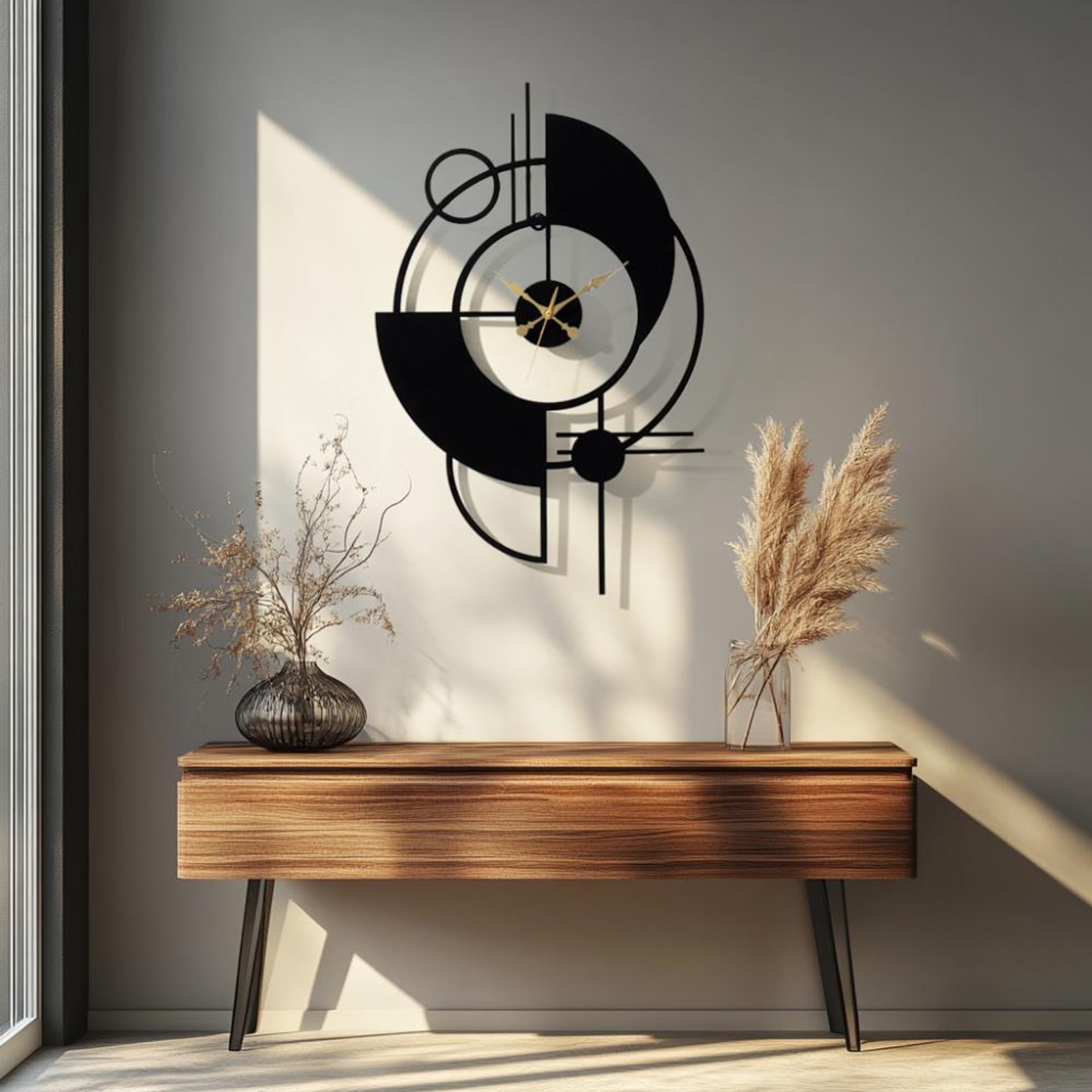 Home 45 Metal Analog Wall Clock Big | 30 Inch | Laser Cut Abstract Home Decor & Gifting Option | For Living Room Study Bedroom & Office Decor | Ellipse Metal Wall Clock H750 750 MM, Black