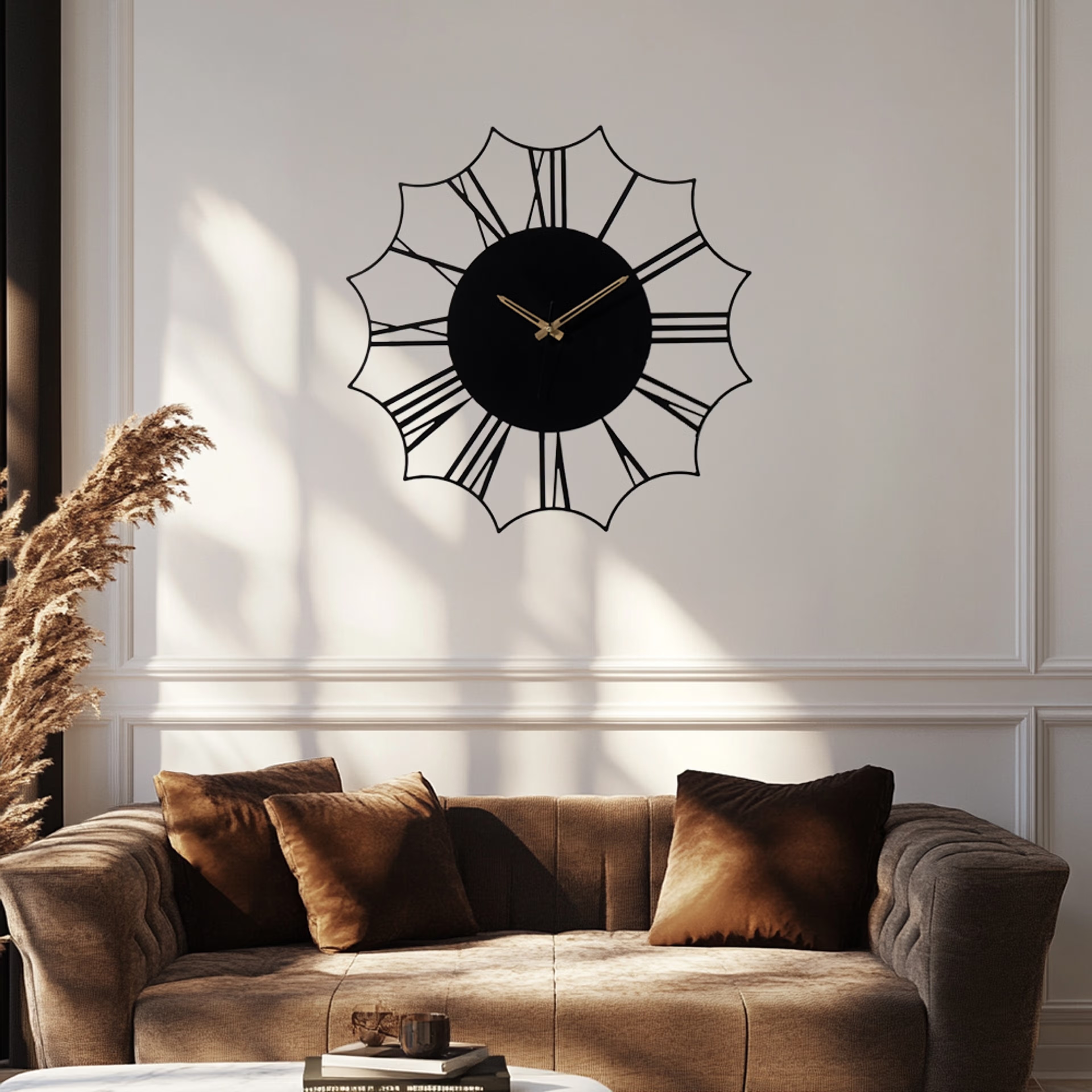 Metal Analog Wall Clock Medium | 16 Inch | Laser Cut Abstract Home Decor & Gifting Option | For Living Room Study Bedroom & Office Decor | Augustus Metal Wall Clock D400 400 MM, Black