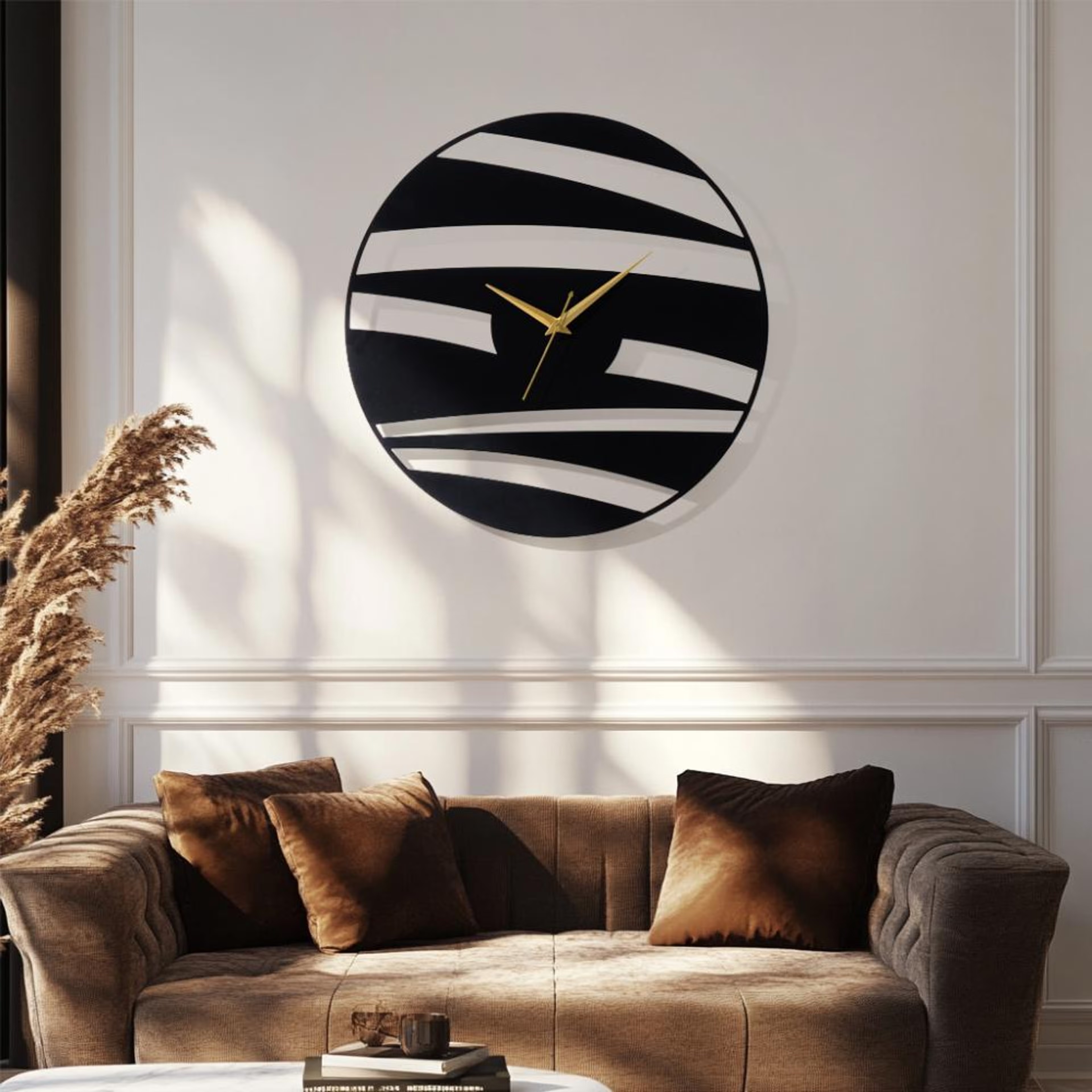 Home 28 Metal Analog Wall Clock Big | 20 Inch | Laser Cut Abstract Home Decor & Gifting Option | For Living Room Study Bedroom & Office Decor | Epoch Metal Wall Clock D500 500 MM, Black