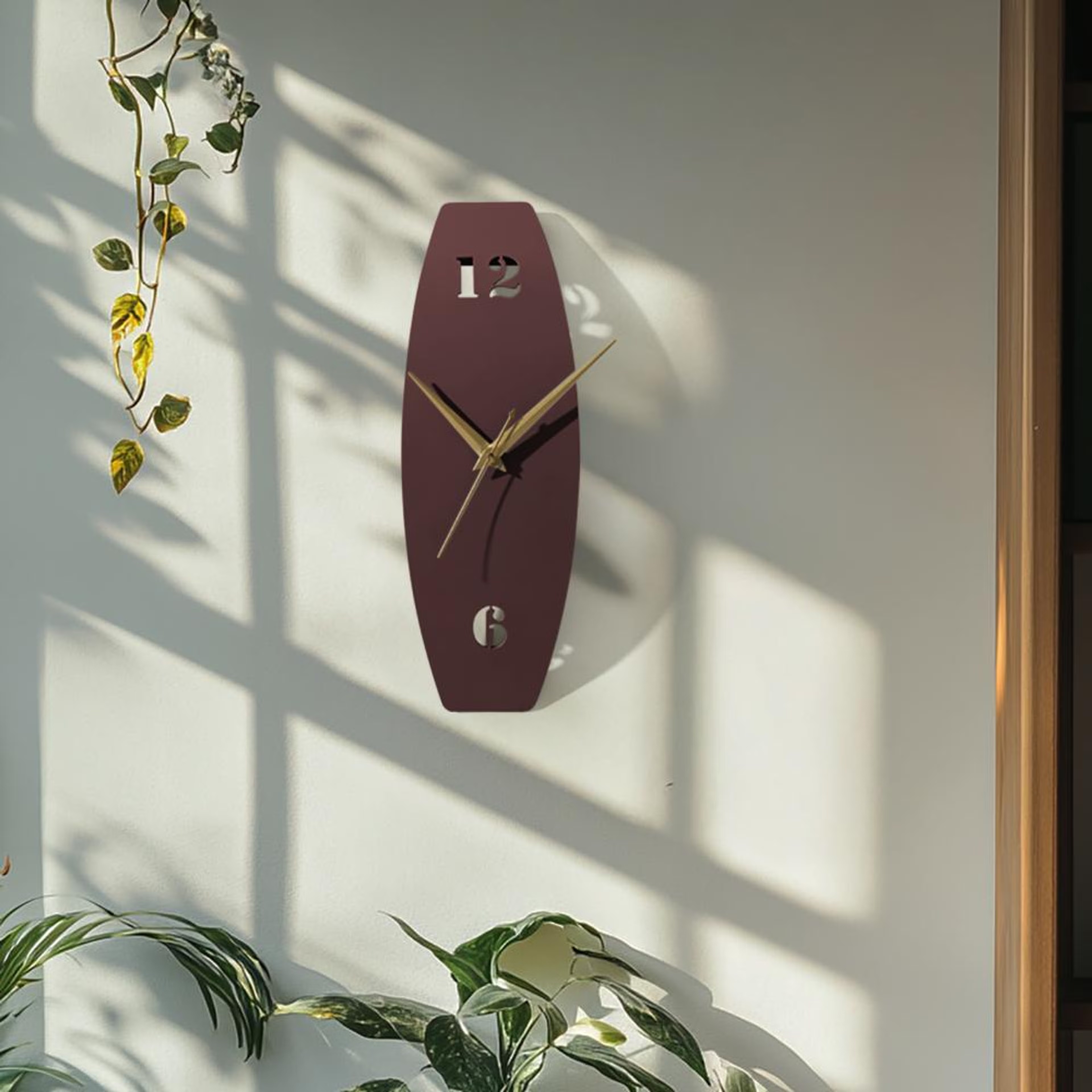 Metal Analog Wall Clock Medium | 18 Inch | Laser Cut Abstract Home Decor & Gifting Option | For Living Room Study Bedroom & Office Decor | Fleur Metal Wall Clock H450 Nut Brown 450 MM, Nut Brown