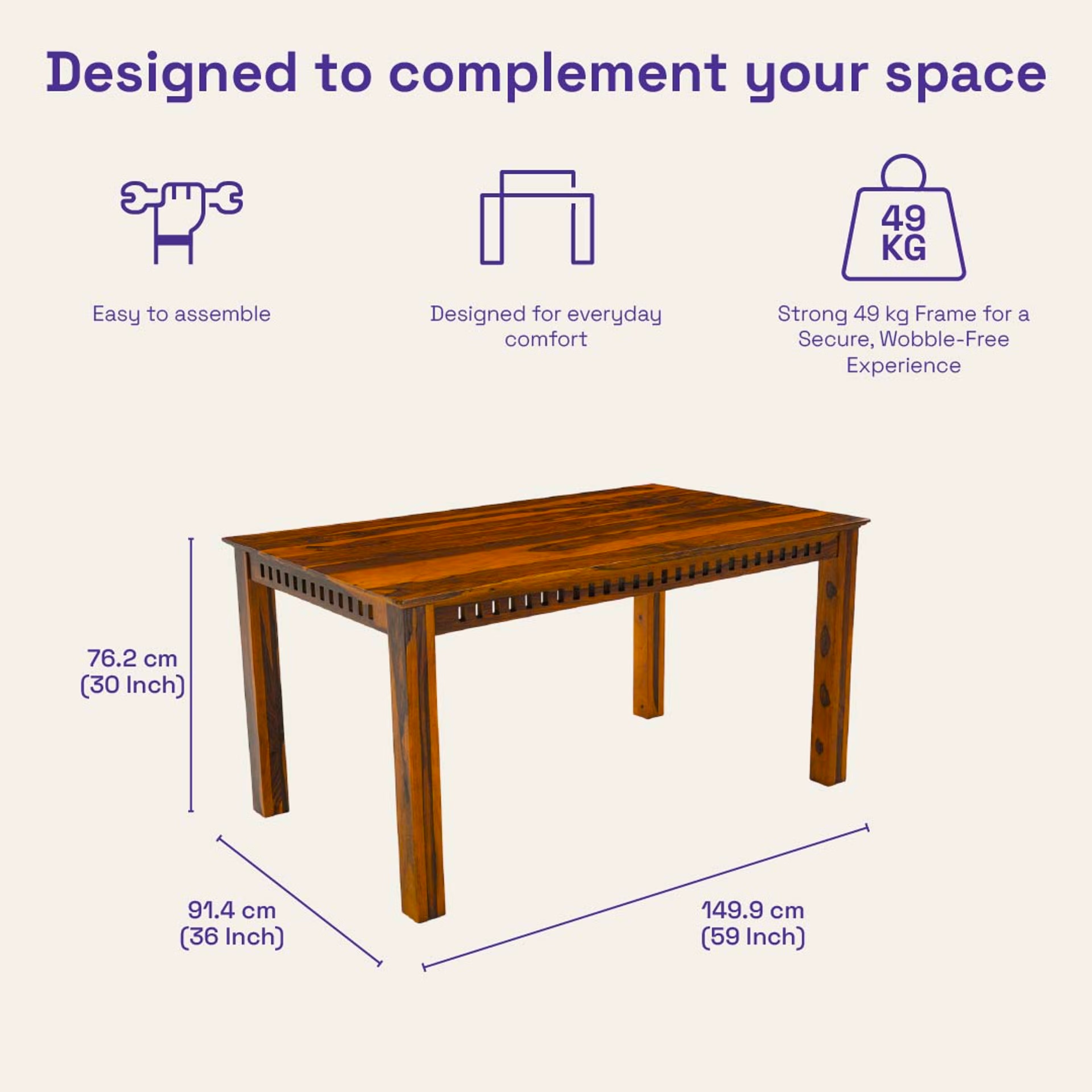 Wakefit Nuvetta Sheesham Wood 6 Seater Dining Set 6 Seater Table with Chair, Natural Sheesham 11 Wakefit Nuvetta Sheesham Wood 6 Seater Dining Set 6 Seater Table with Chair, Natural Sheesham