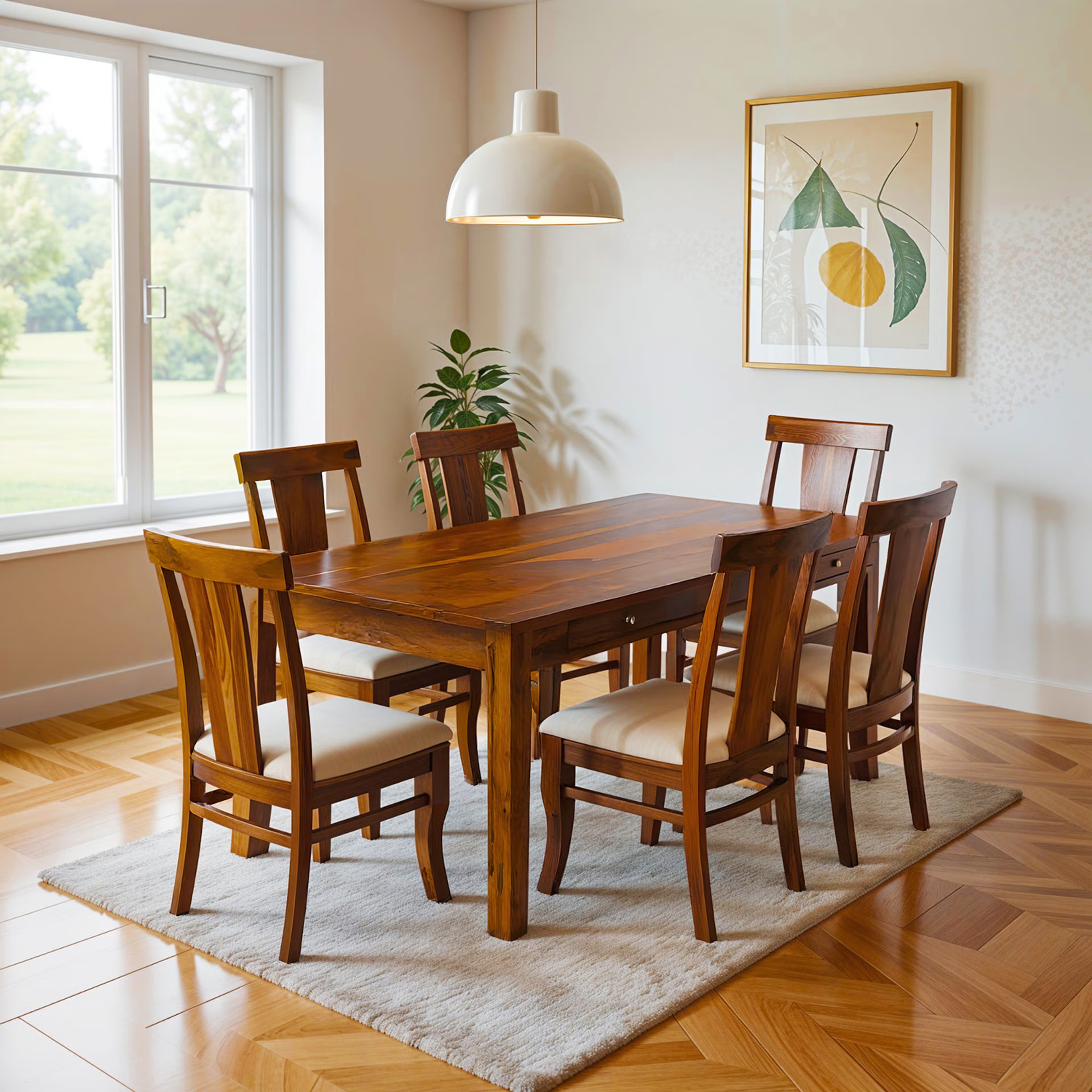 Wakefit Soomari Sheesham Wood 6 Seater Dining Set 6 Seater Table with Chair