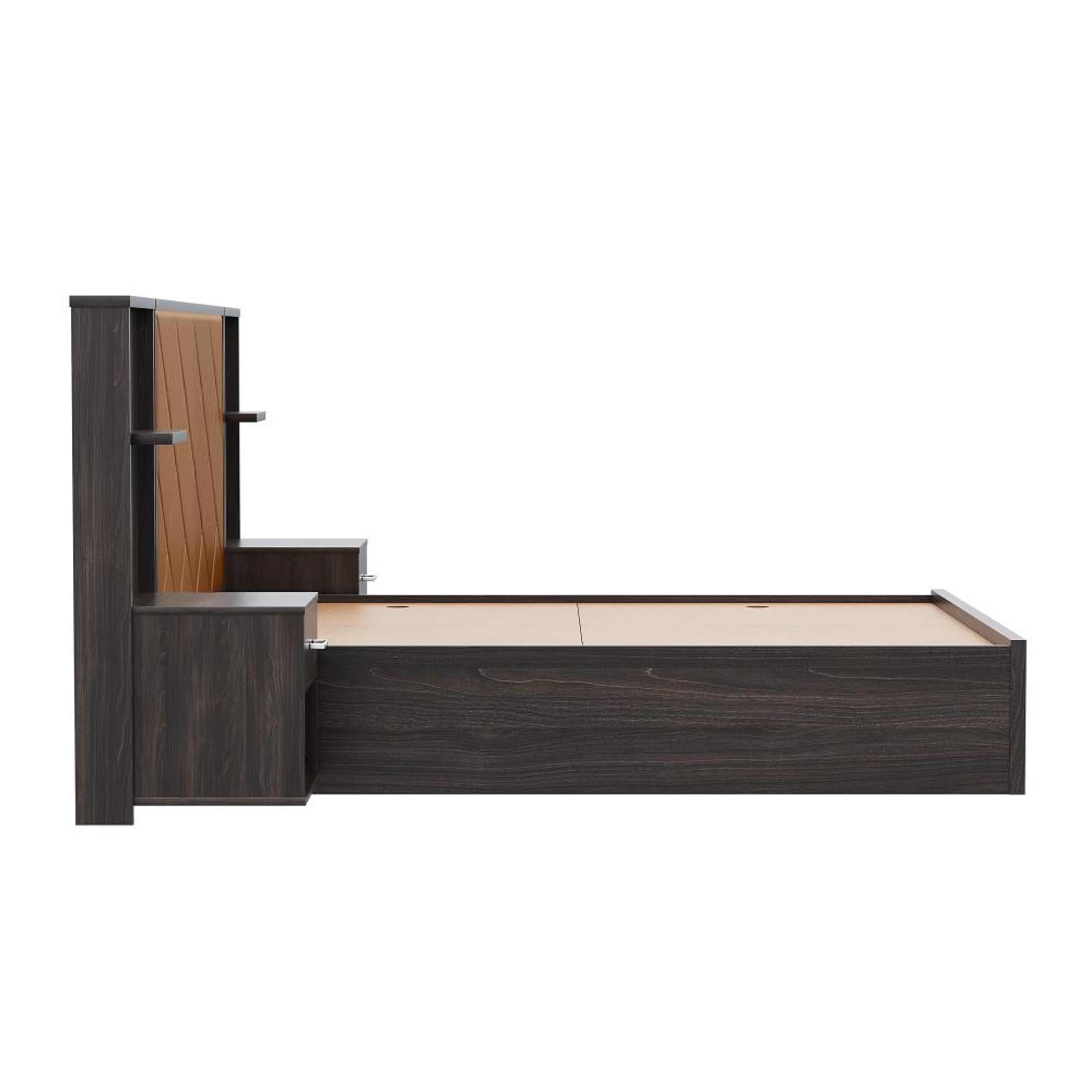 Home 33 Wakefit Noctis Queen Storage Engineered Wood Bed With Camel Fabric Upholstered Headboard Queen - 78" x 60\