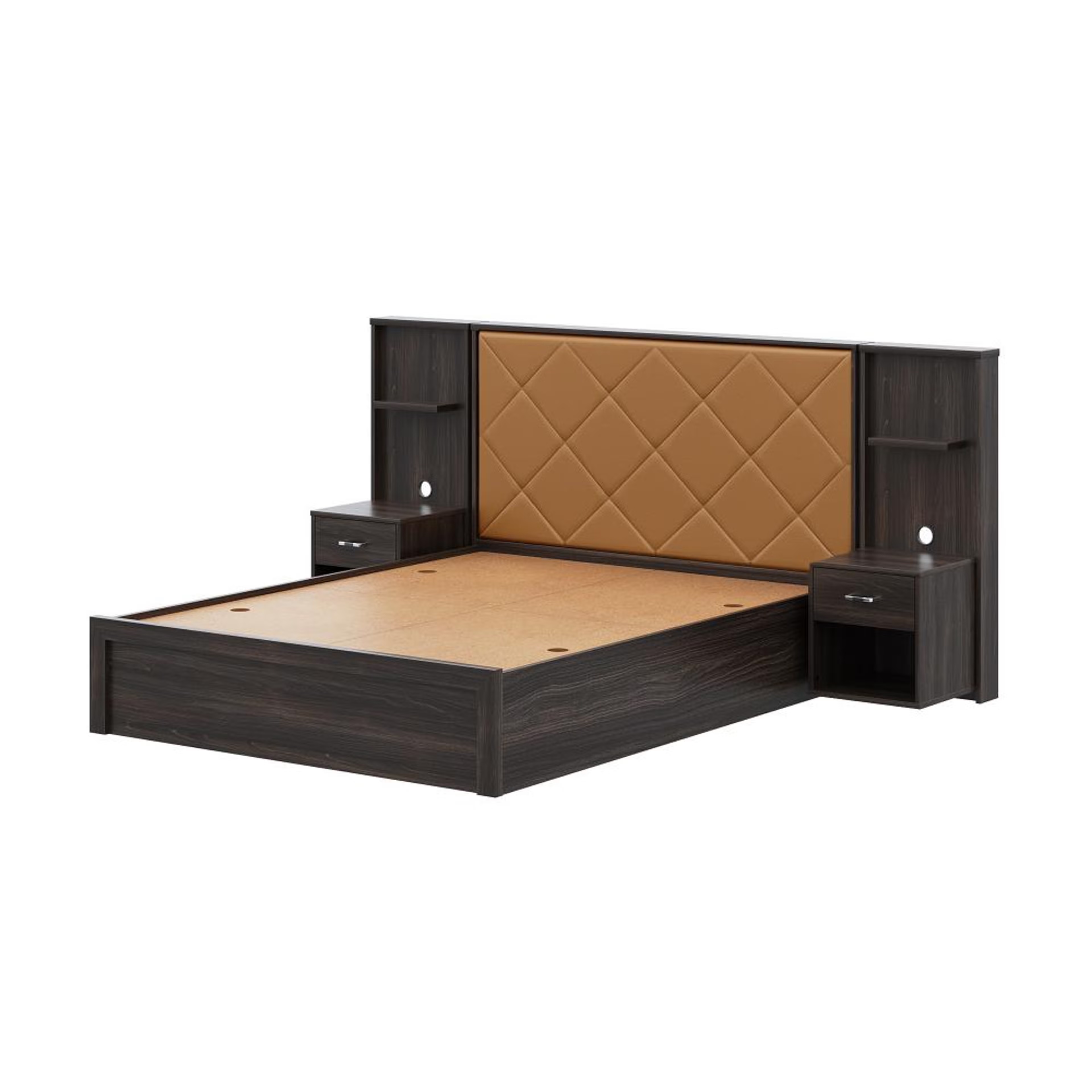 Wakefit Noctis Queen Storage Engineered Wood Bed With Camel Fabric Upholstered Headboard Queen - 78" x 60 4 Wakefit Noctis Queen Storage Engineered Wood Bed With Camel Fabric Upholstered Headboard Queen - 78" x 60\