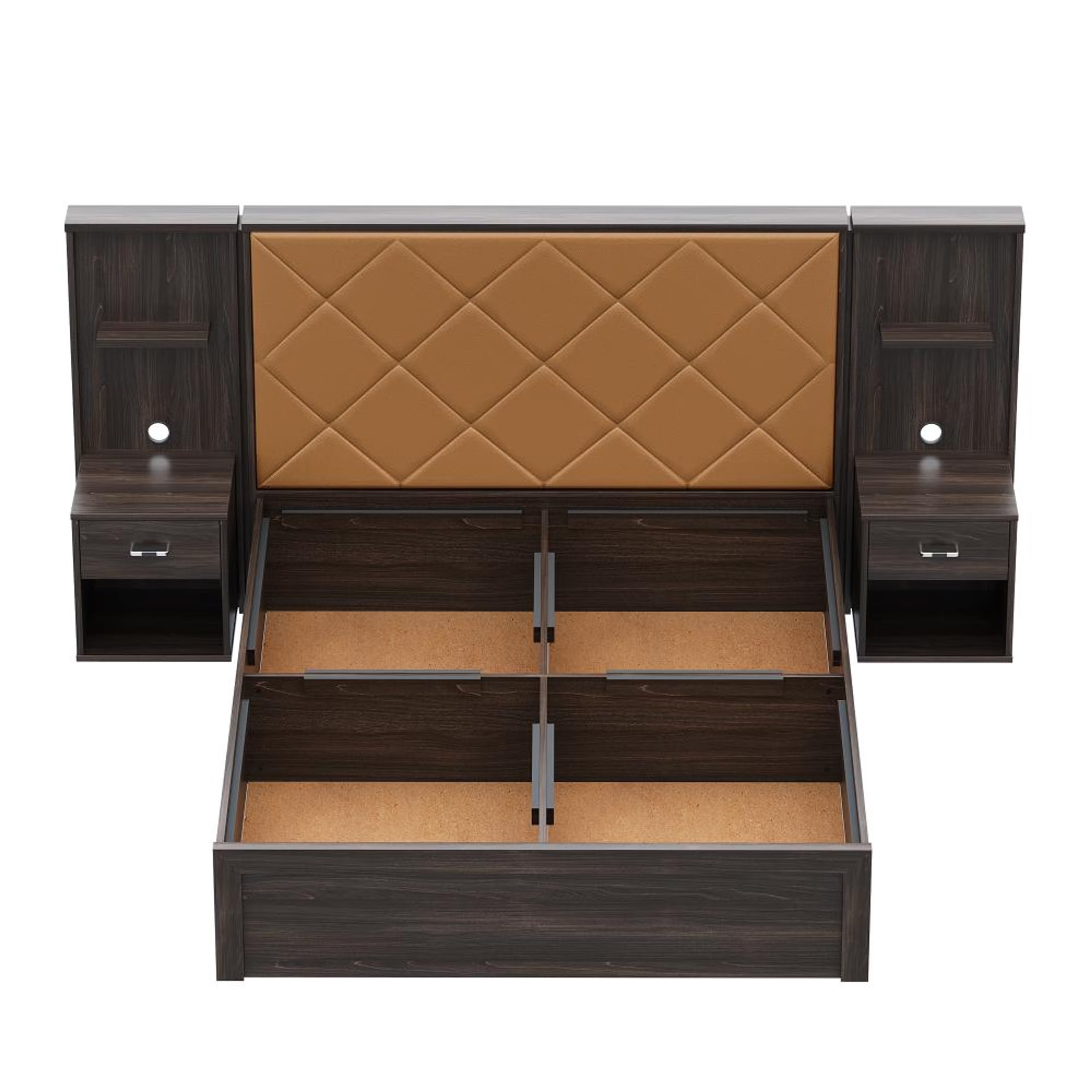 Wakefit Noctis Queen Storage Engineered Wood Bed With Camel Fabric Upholstered Headboard Queen - 78" x 60 5 Wakefit Noctis Queen Storage Engineered Wood Bed With Camel Fabric Upholstered Headboard Queen - 78" x 60\