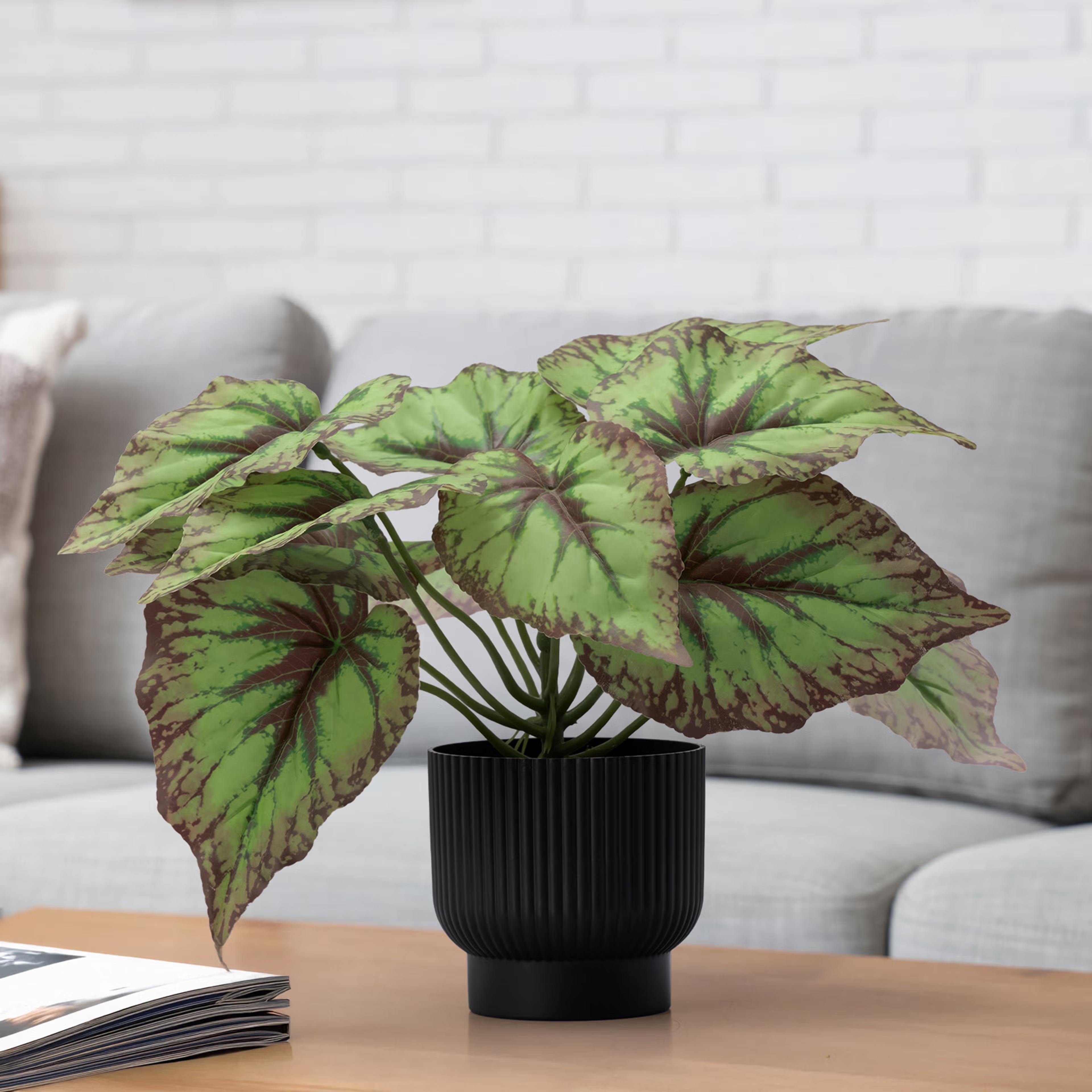 Table Top Artificial Plant with Plastic Pot | Indoor & Outdoor Decor Item | Ideal for Coffee Tables, Office Desks, Shelves & Patio | 9 Inch Plant | Fernora Artificial Plant Plastic, Set of 1, Green