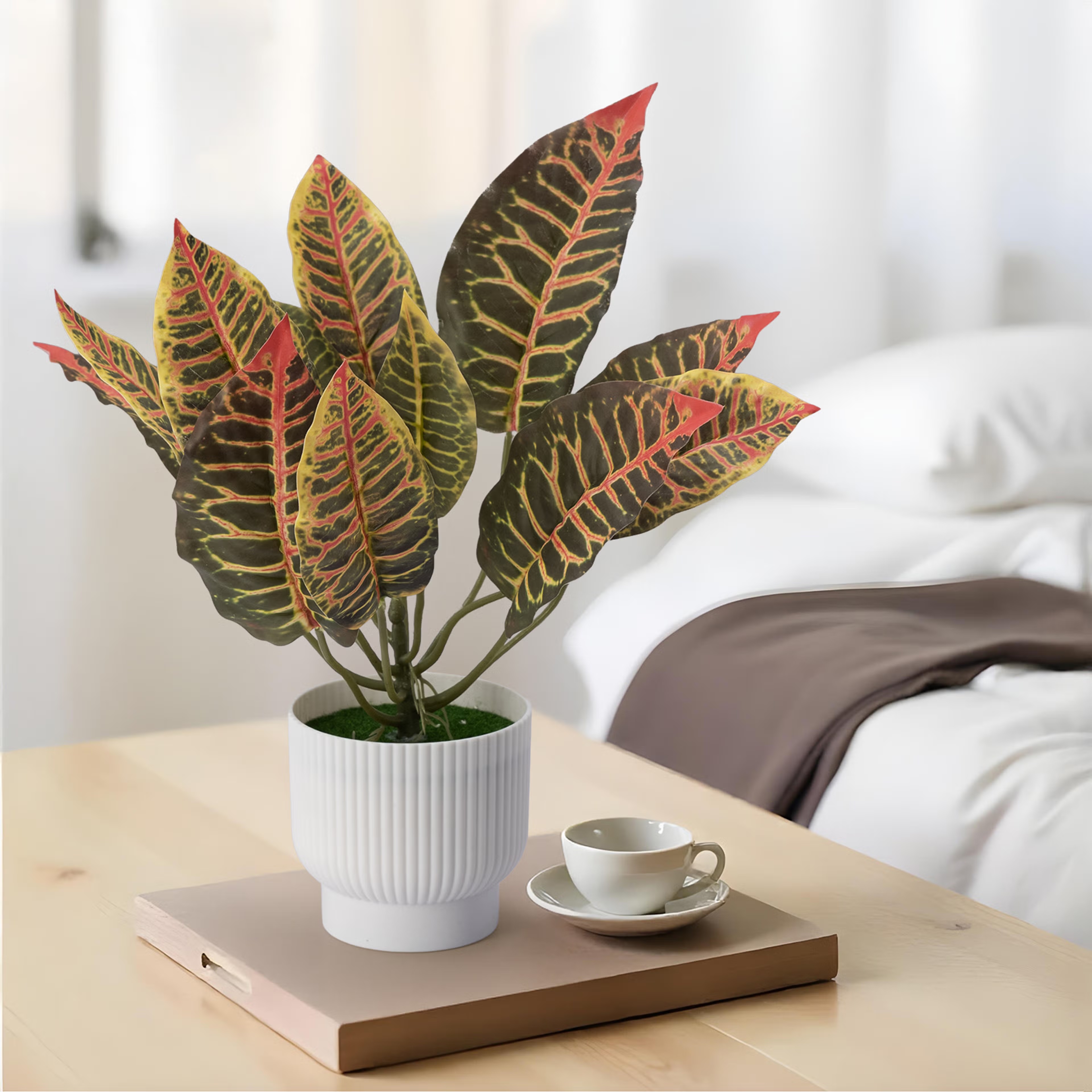 Table Top Artificial Plant with Plastic Pot | Indoor & Outdoor Decor Item | Ideal for Coffee Tables, Office Desks, Shelves & Patio | 9 Inch Plant | Draylis Artificial Plant Plastic, Set of 1, Green