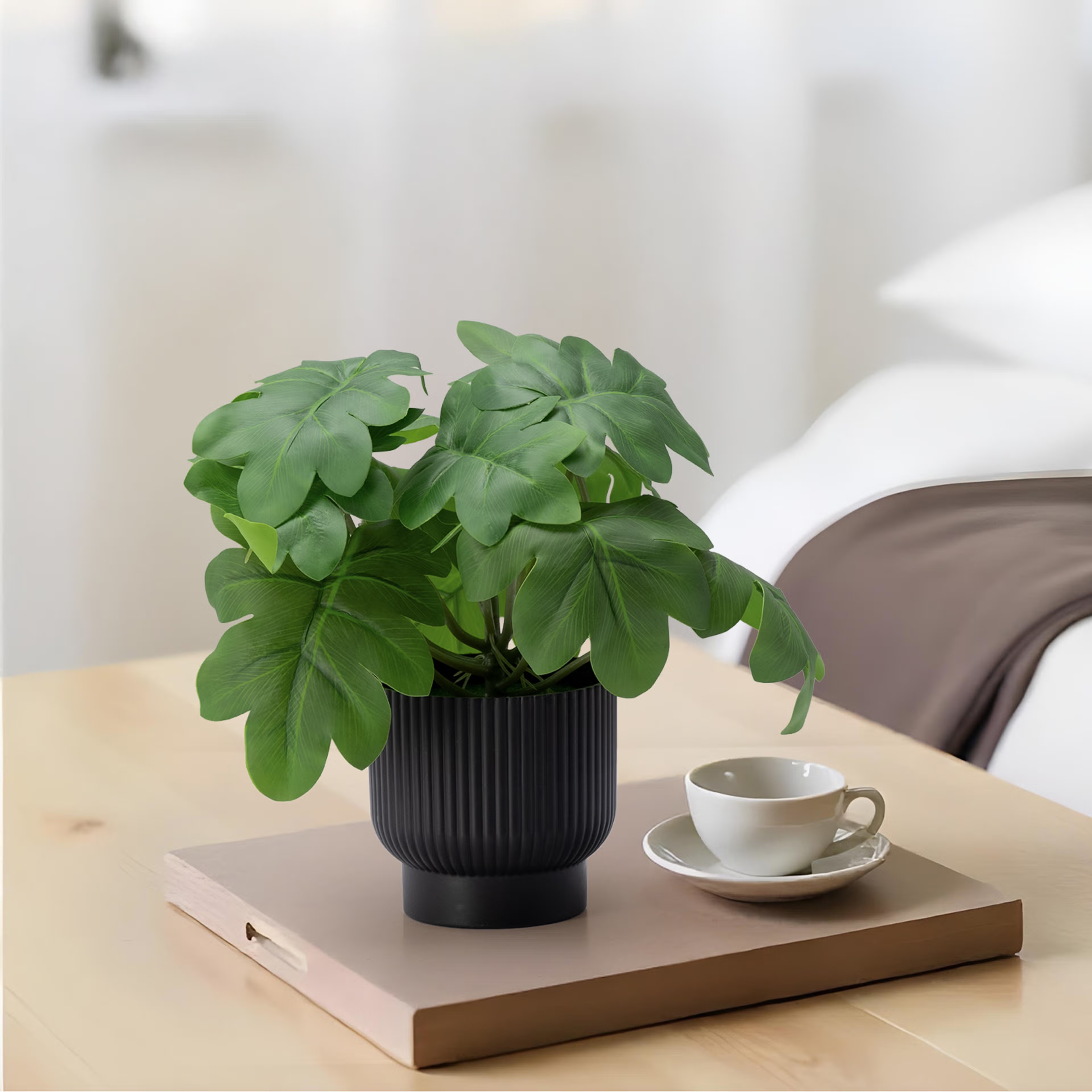 Home 34 Table Top Artificial Plant with Plastic Pot | Indoor & Outdoor Decor Item | Ideal for Coffee Tables, Office Desks, Shelves & Patio | 9 Inch Plant | Solentha Artificial Plant Plastic, Set of 1, Green