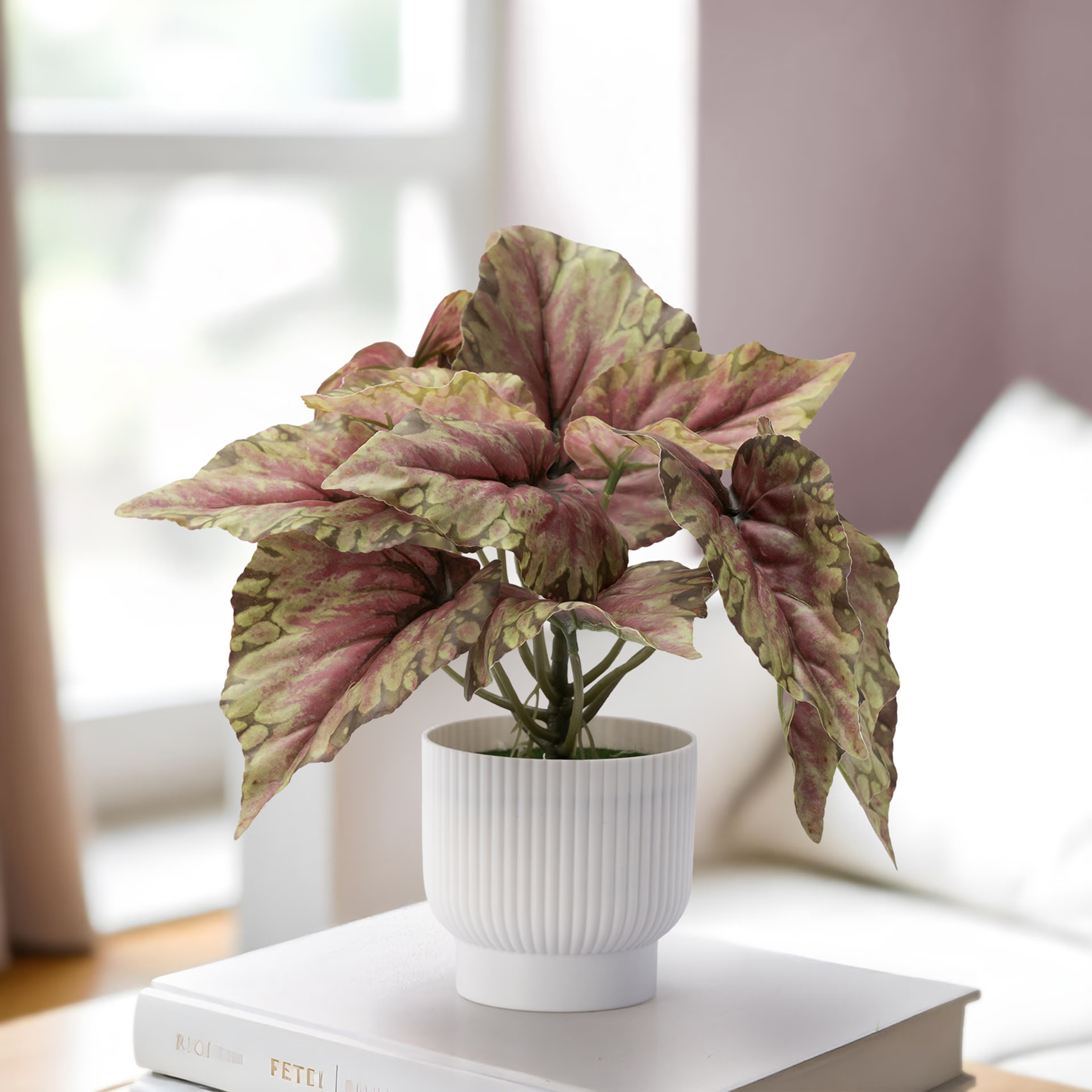 Table Top Artificial Plant with Plastic Pot | Indoor & Outdoor Decor Item | Ideal for Coffee Tables, Office Desks, Shelves & Patio | 9 Inch Plant | Calyfron Artificial Plant Plastic, Set of 1, Green