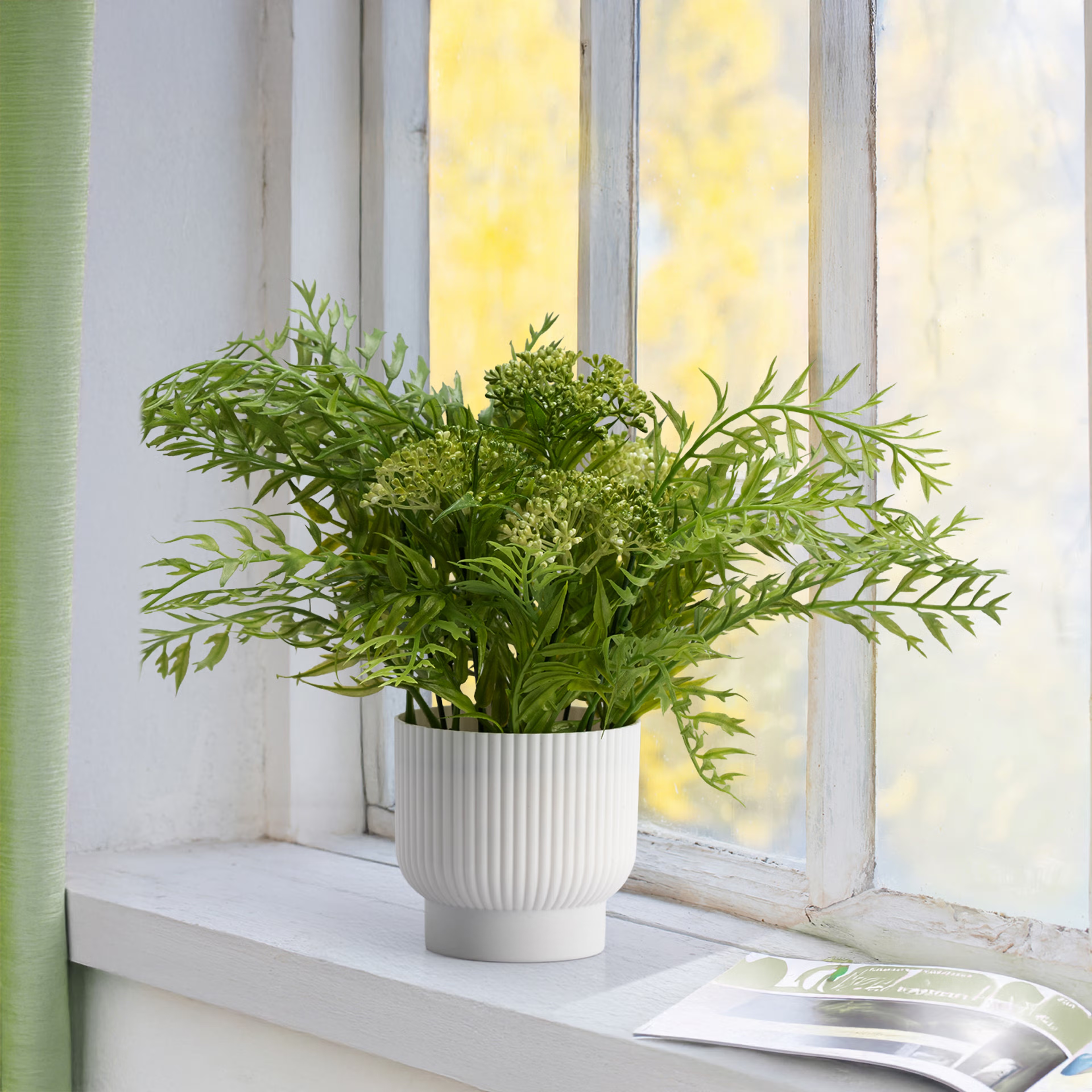Home 42 Table Top Artificial Plant with Plastic Pot | Indoor & Outdoor Decor Item | Ideal for Coffee Tables, Office Desks, Shelves & Patio | 9 Inch Plant | Petrosa Artificial Plant Plastic, Set of 1, Green