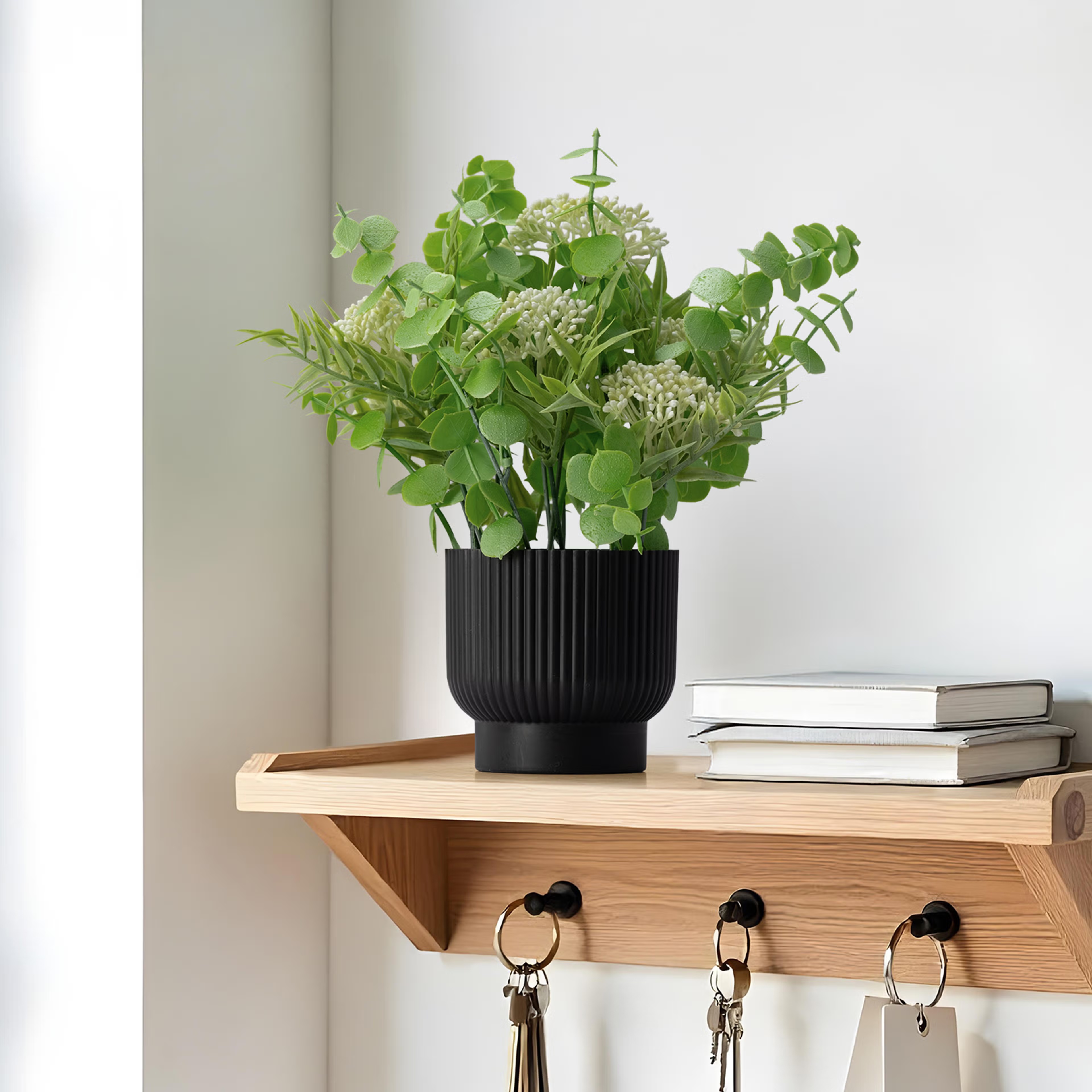 Table Top Artificial Plant with Plastic Pot | Indoor & Outdoor Decor Item | Ideal for Coffee Tables, Office Desks, Shelves & Patio | 9 Inch Plant | Cloverin Artificial Plant Plastic, Set of 1, Green