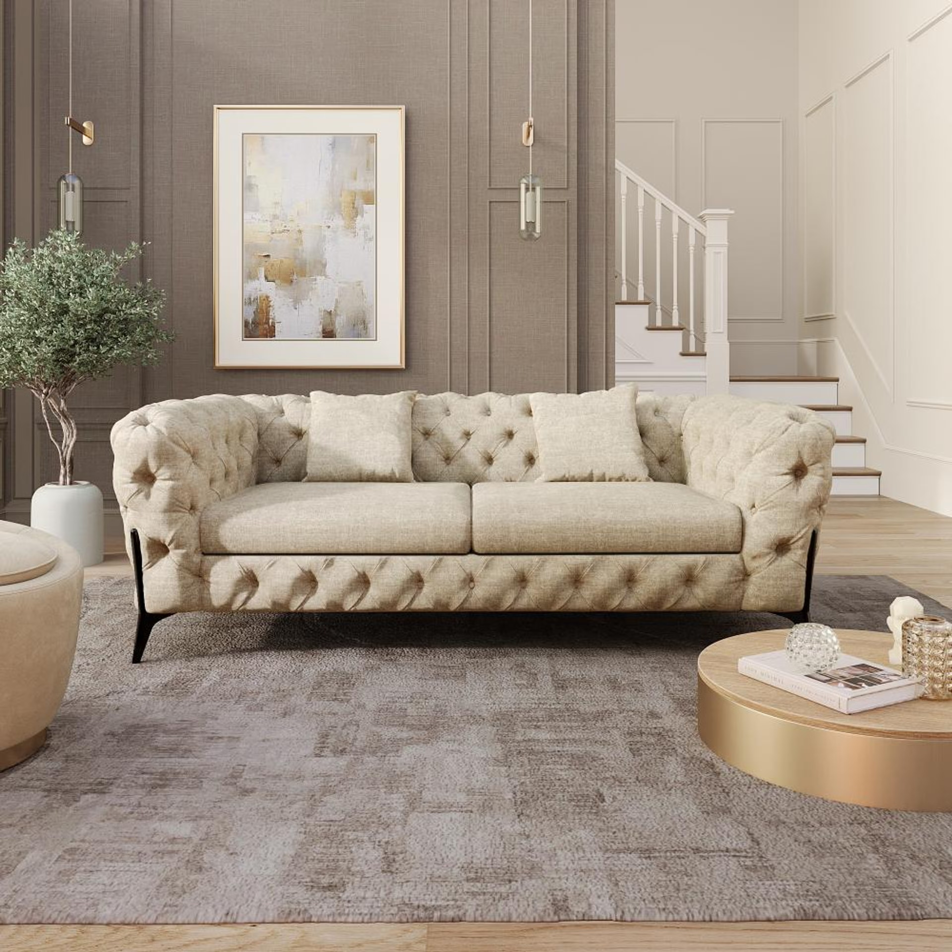 Wakefit Capri Sofa - Two Seater Regular, Two Seater, Beige