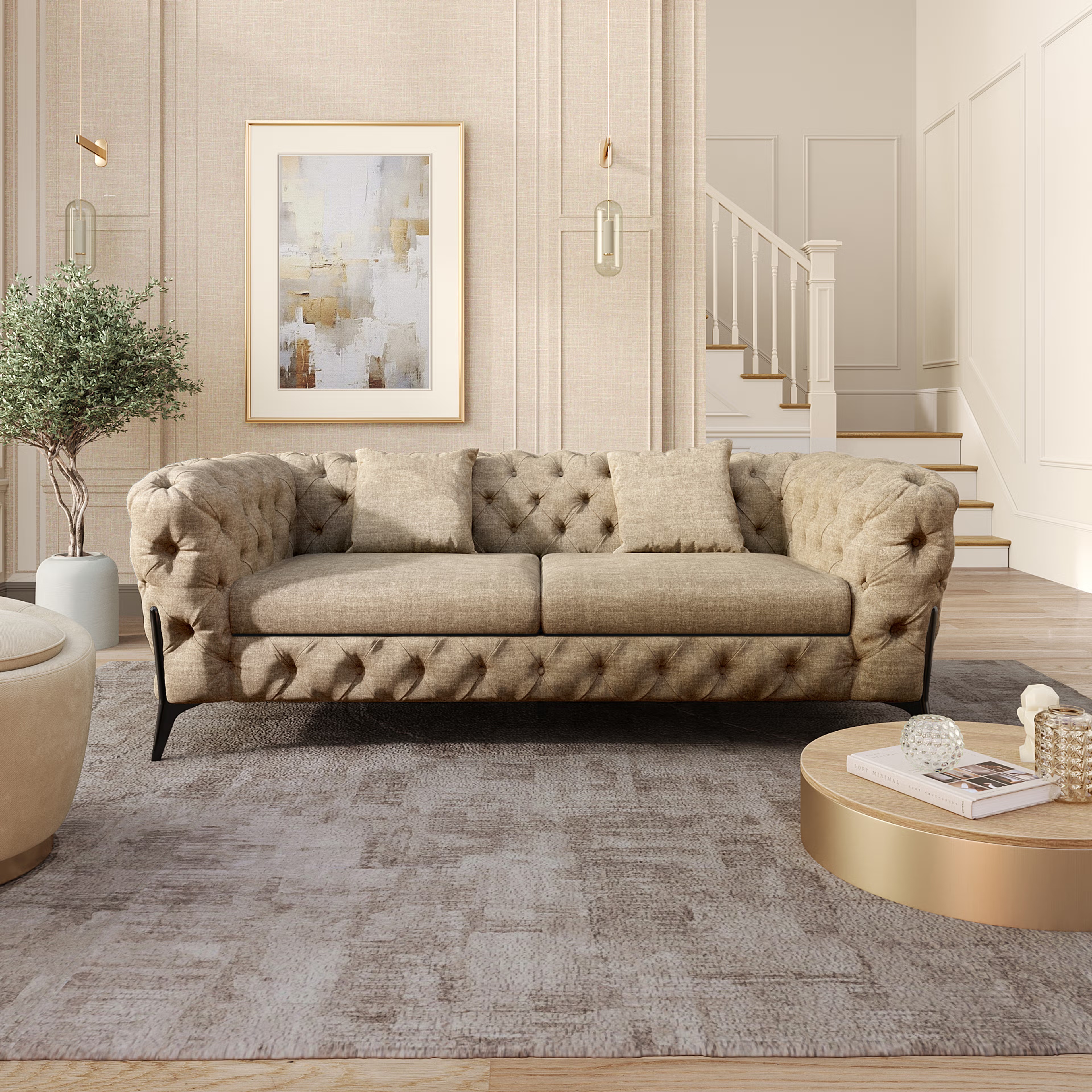 Wakefit Capri Sofa - Two Seater Regular, Two Seater, Taupe