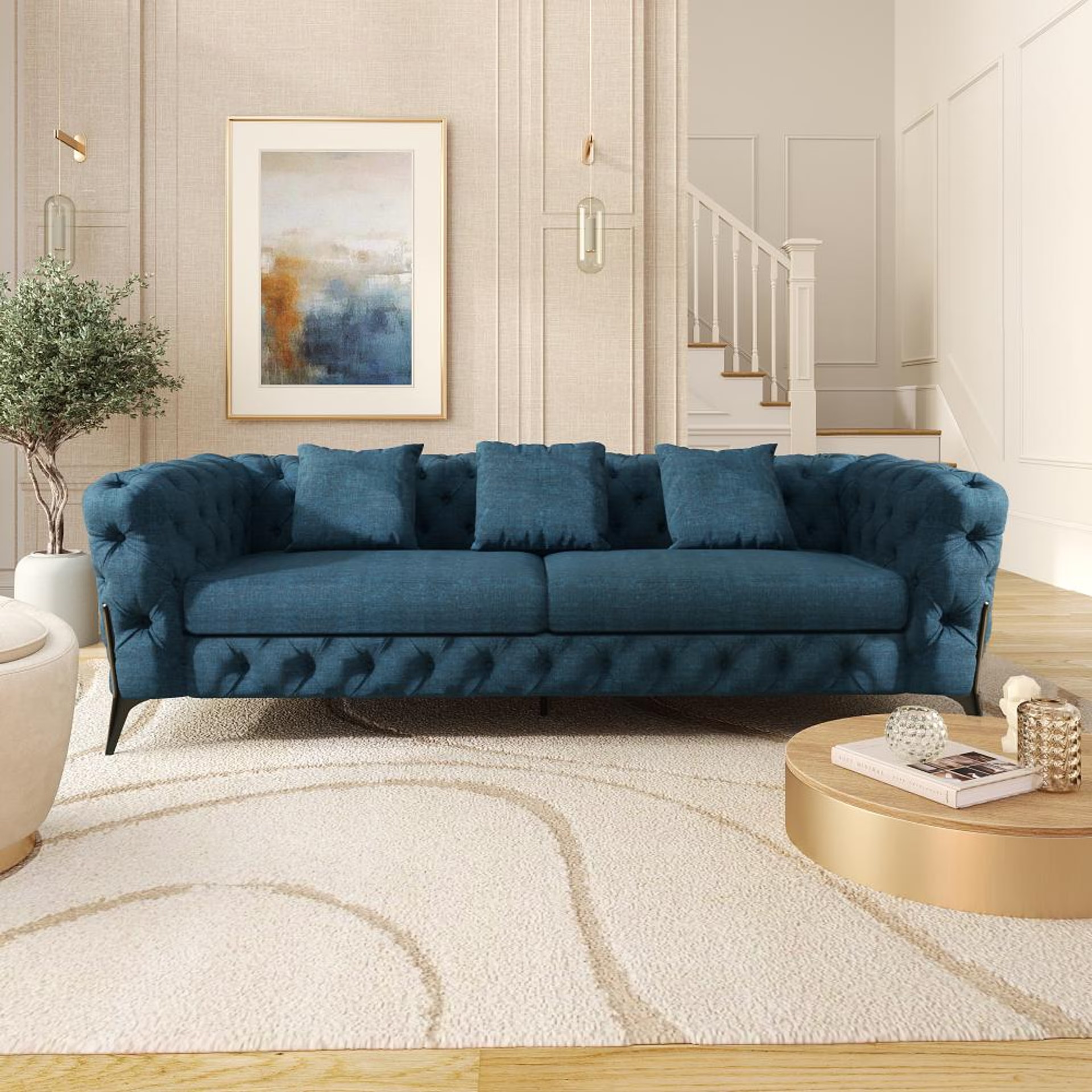 Wakefit Capri Sofa - Three Seater Regular, Three Seater, Deep Ocean