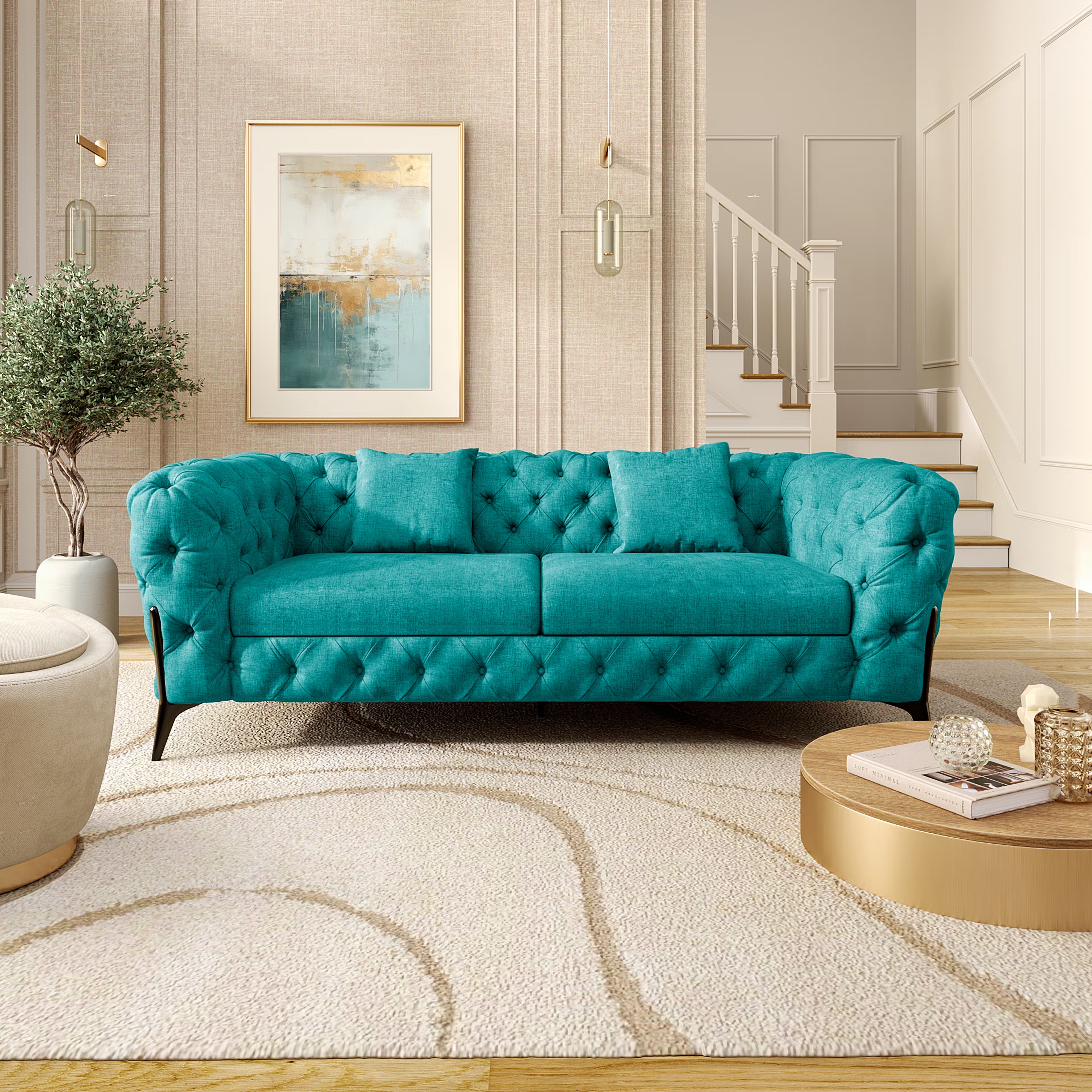 Home 28 Wakefit Capri Sofa - Two Seater Regular, Two Seater, Aqua Blue