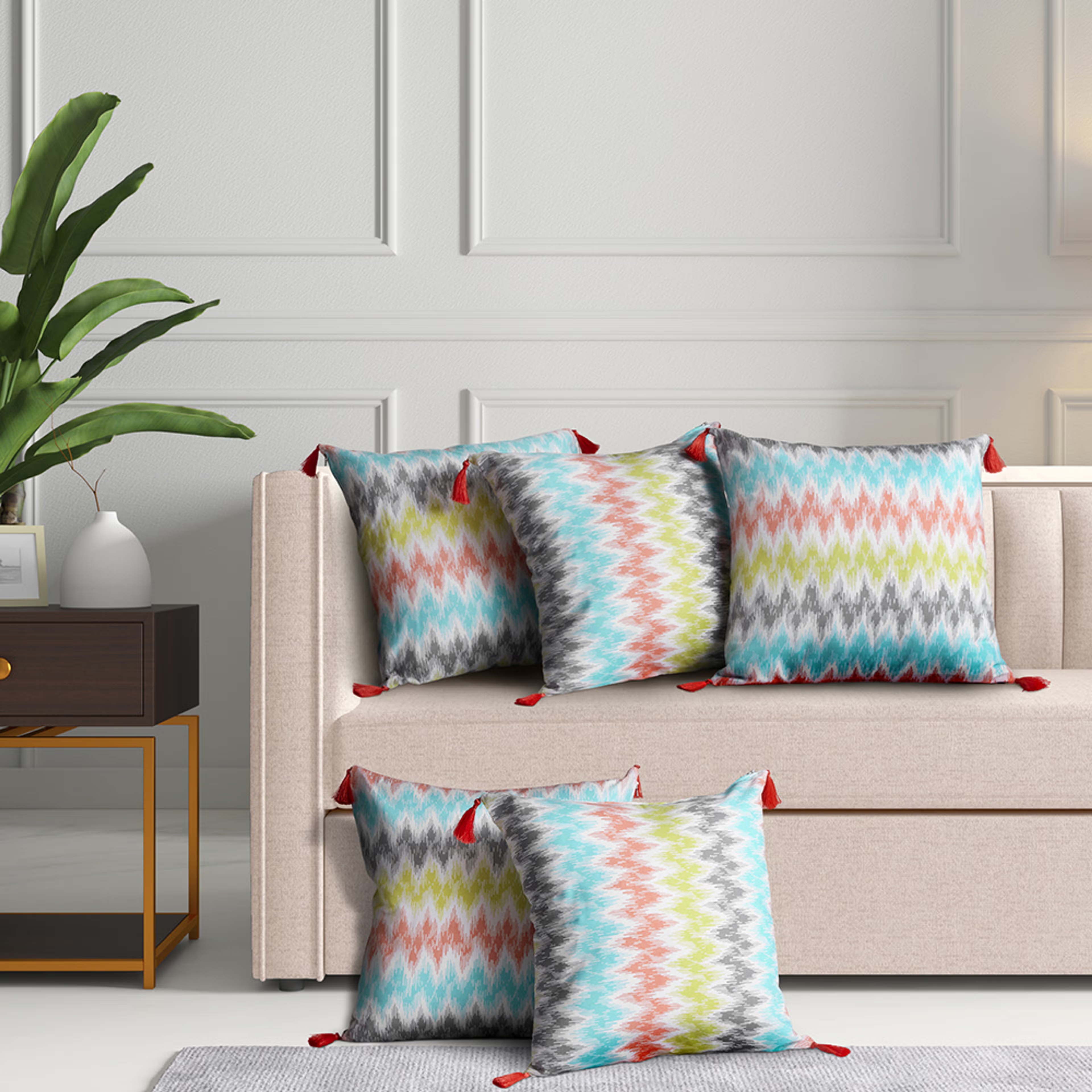 Home 28 Wakefit Cushion Cover Parisa Set of 5, 16x16 Inch 16"x16\