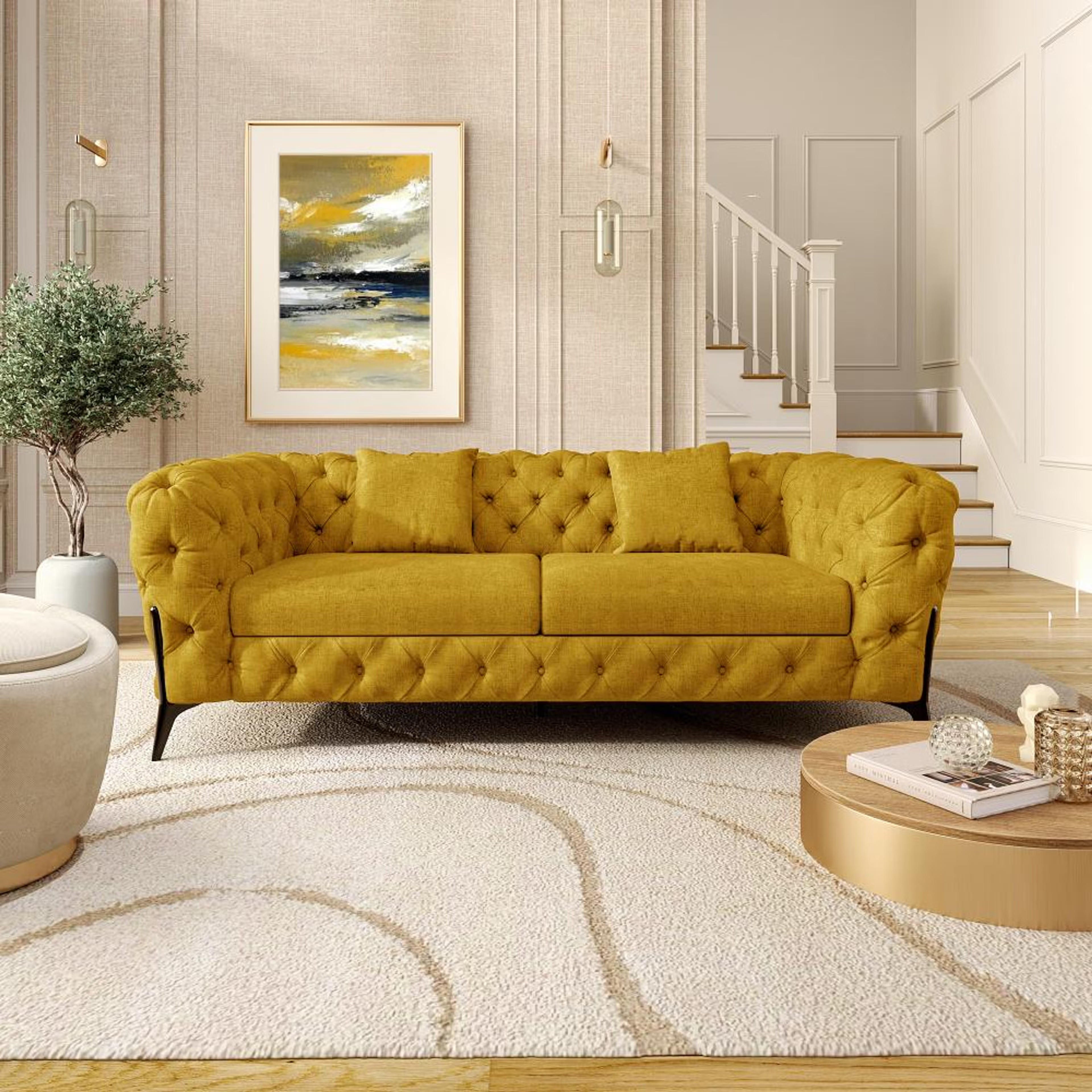 Wakefit Capri Sofa - Two Seater Regular, Two Seater, Yellow
