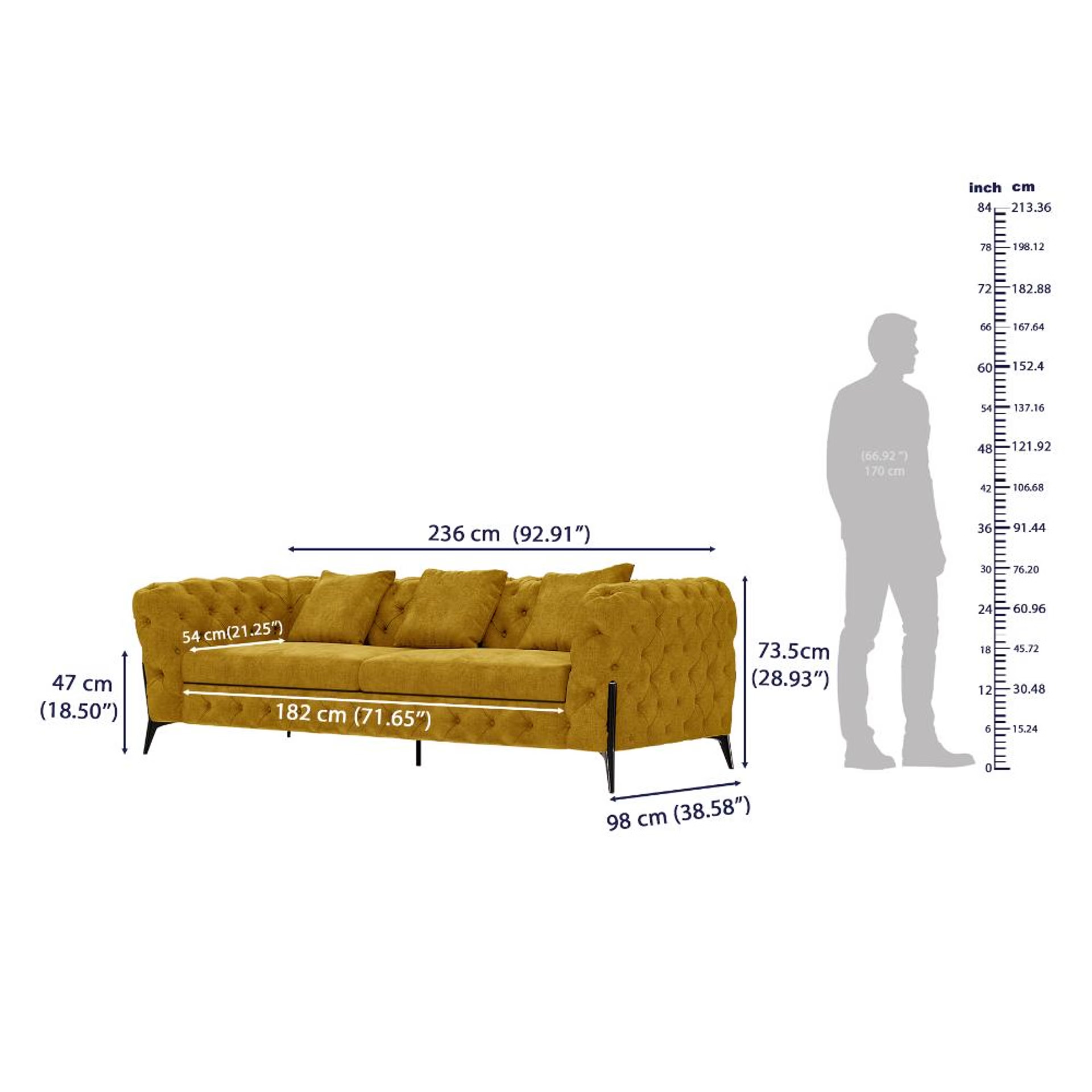 Wakefit Capri Sofa - Three Seater Regular, Three Seater, Yellow 9 Wakefit Capri Sofa - Three Seater Regular, Three Seater, Yellow