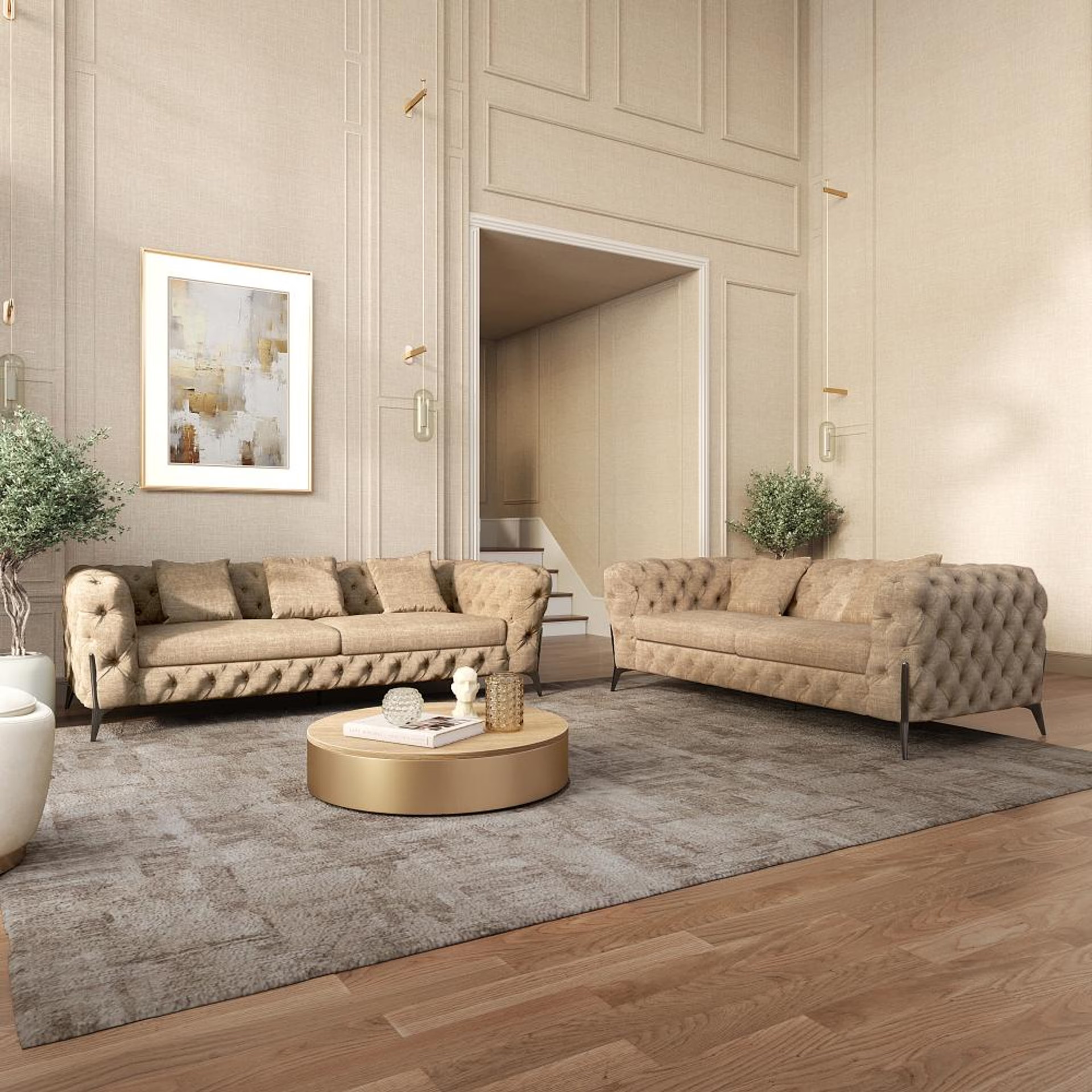 Wakefit Capri Sofa Set (3+2) Seater Regular, Set (3+2), Taupe