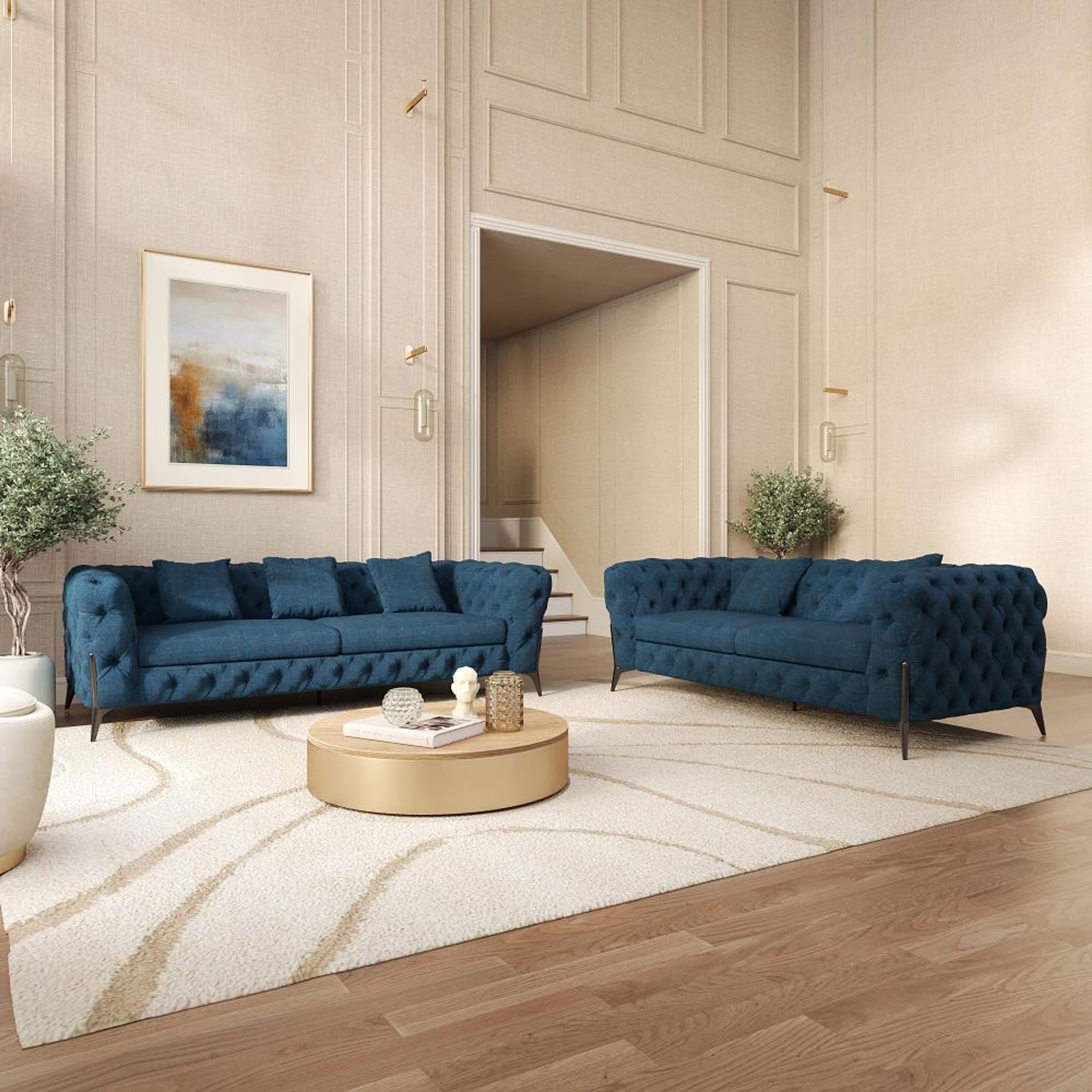 Wakefit Capri Sofa Set (3+2) Seater Regular, Set (3+2), Deep Ocean