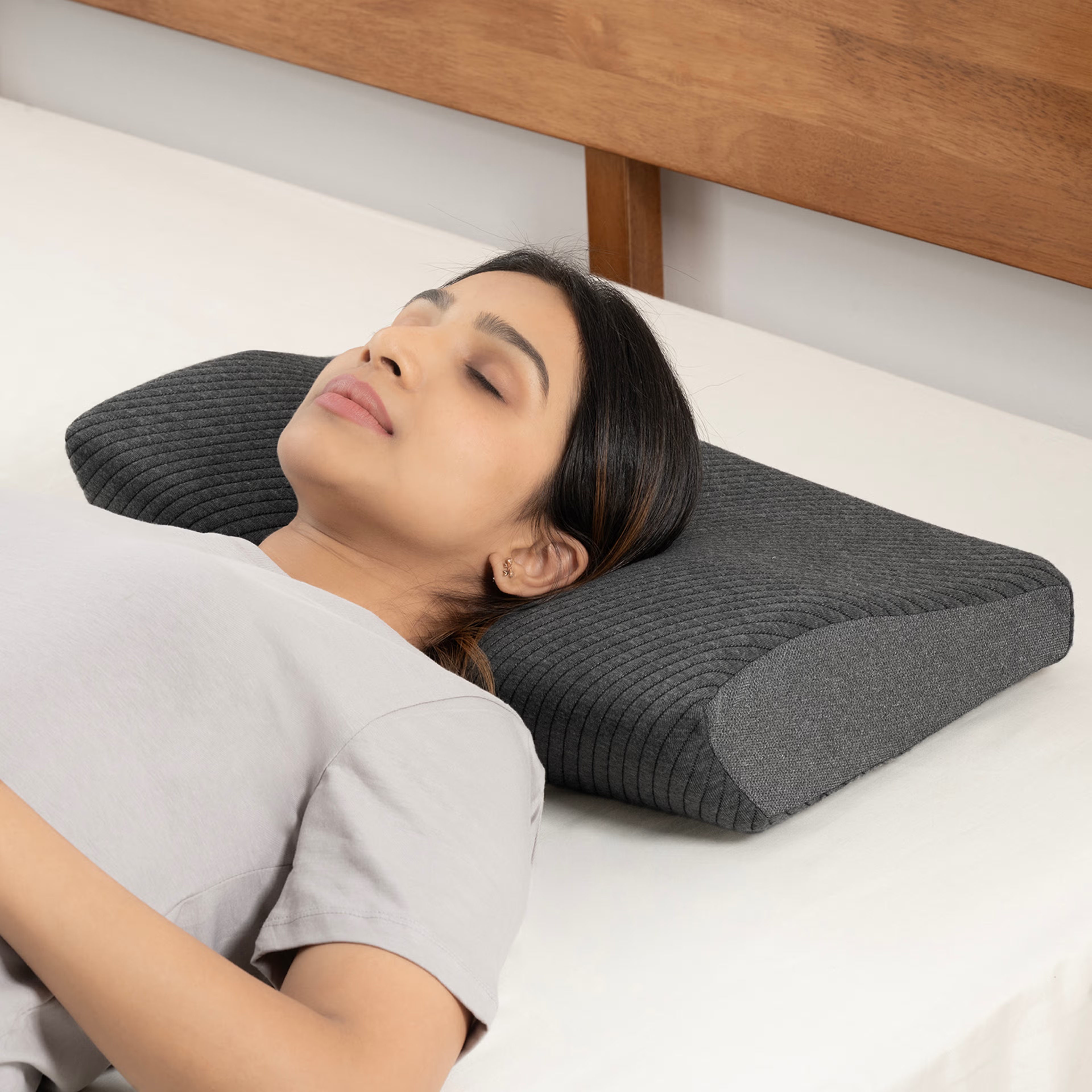 Home 39 Orthopedic Cervical Pillow | Memory Foam | Standard (23x15 x4 Inches) | Neck & Shoulder Pain Relief | Machine Washable Cover | Dark Grey Standard, Dark grey