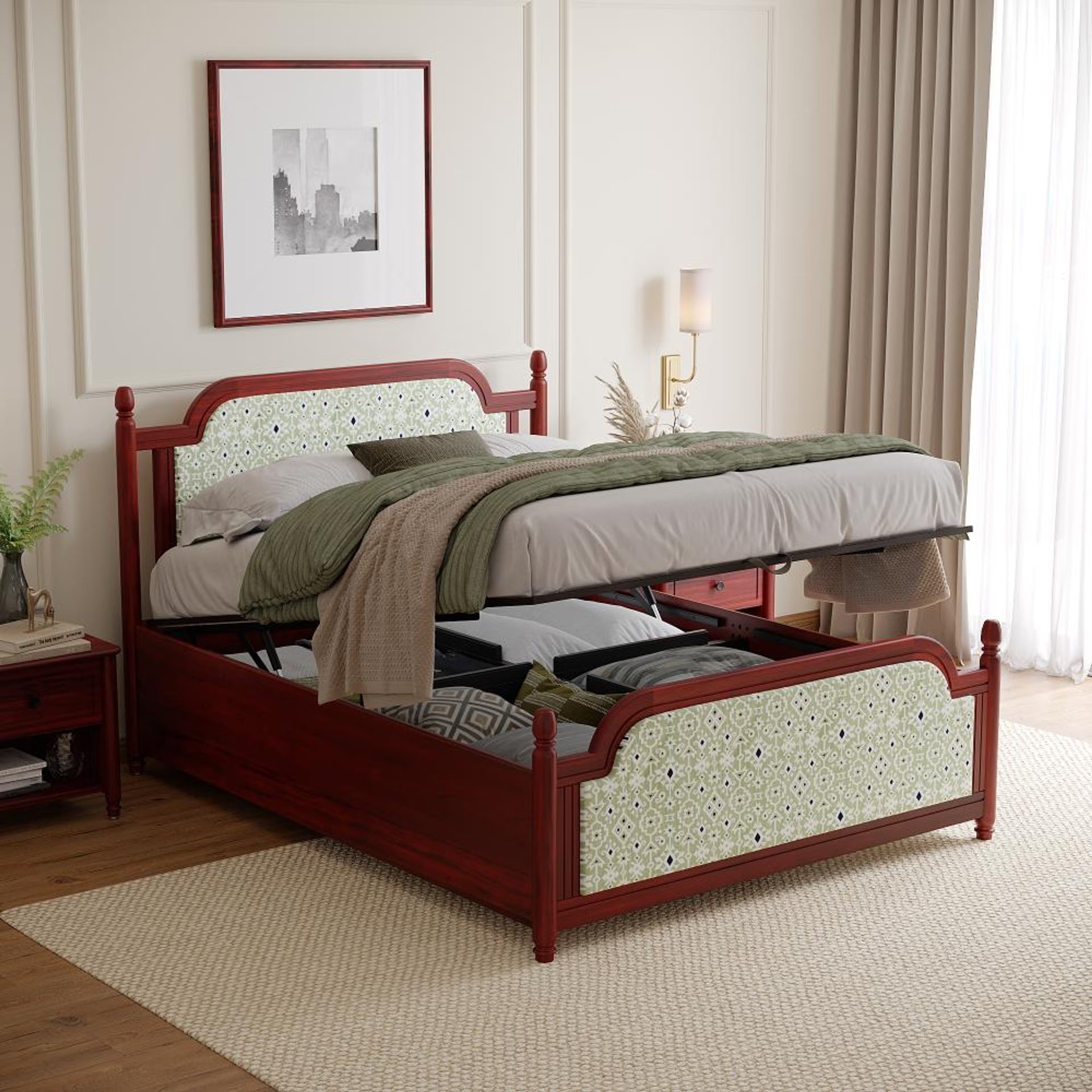 Home 43 Wakefit Svapiti Queen Hydraulic Storage Teak Wood Bed Queen - 78" x 60\