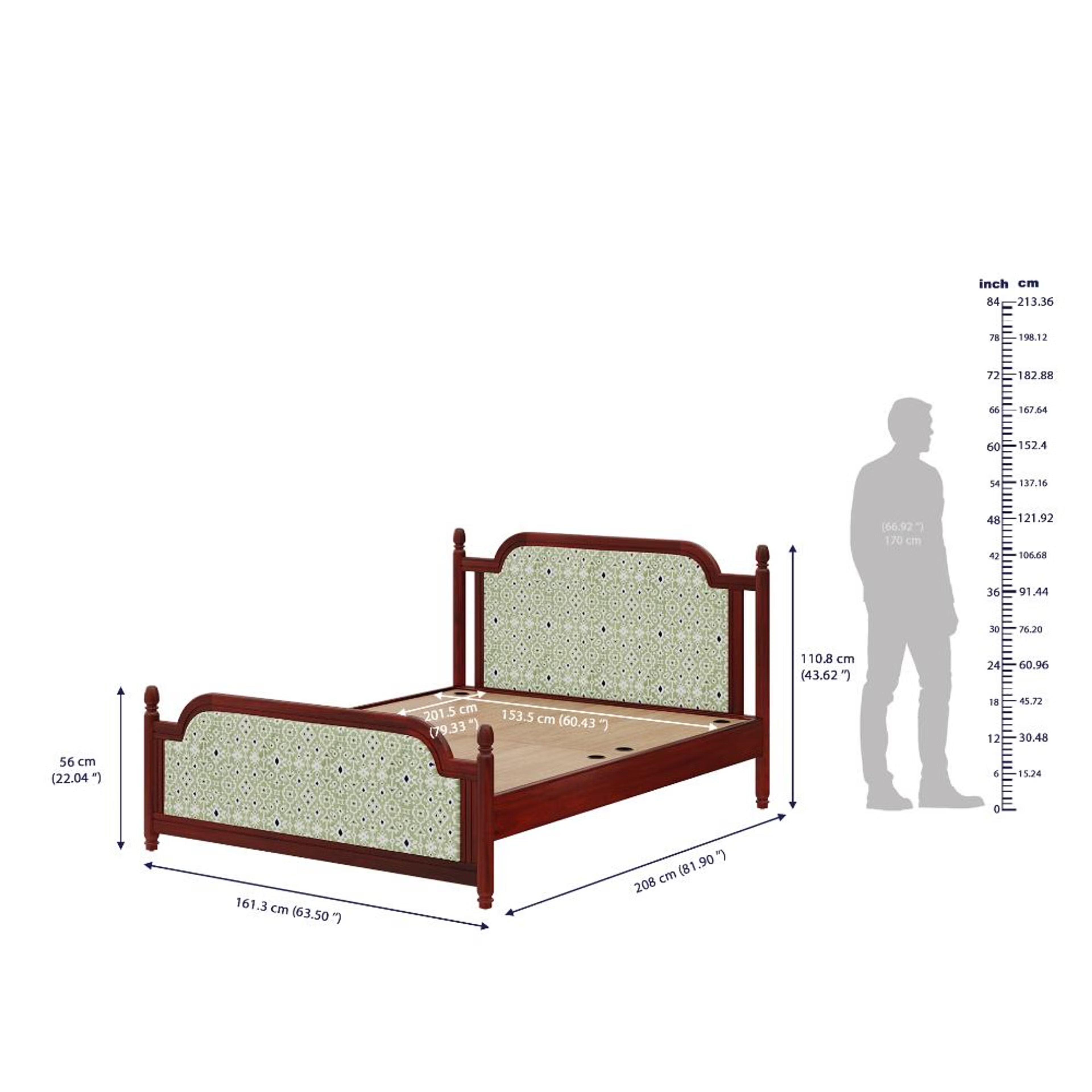 Wakefit Svapiti Queen Non Storage Teak Wood Bed Queen - 78" x 60 7 Wakefit Svapiti Queen Non Storage Teak Wood Bed Queen - 78" x 60\