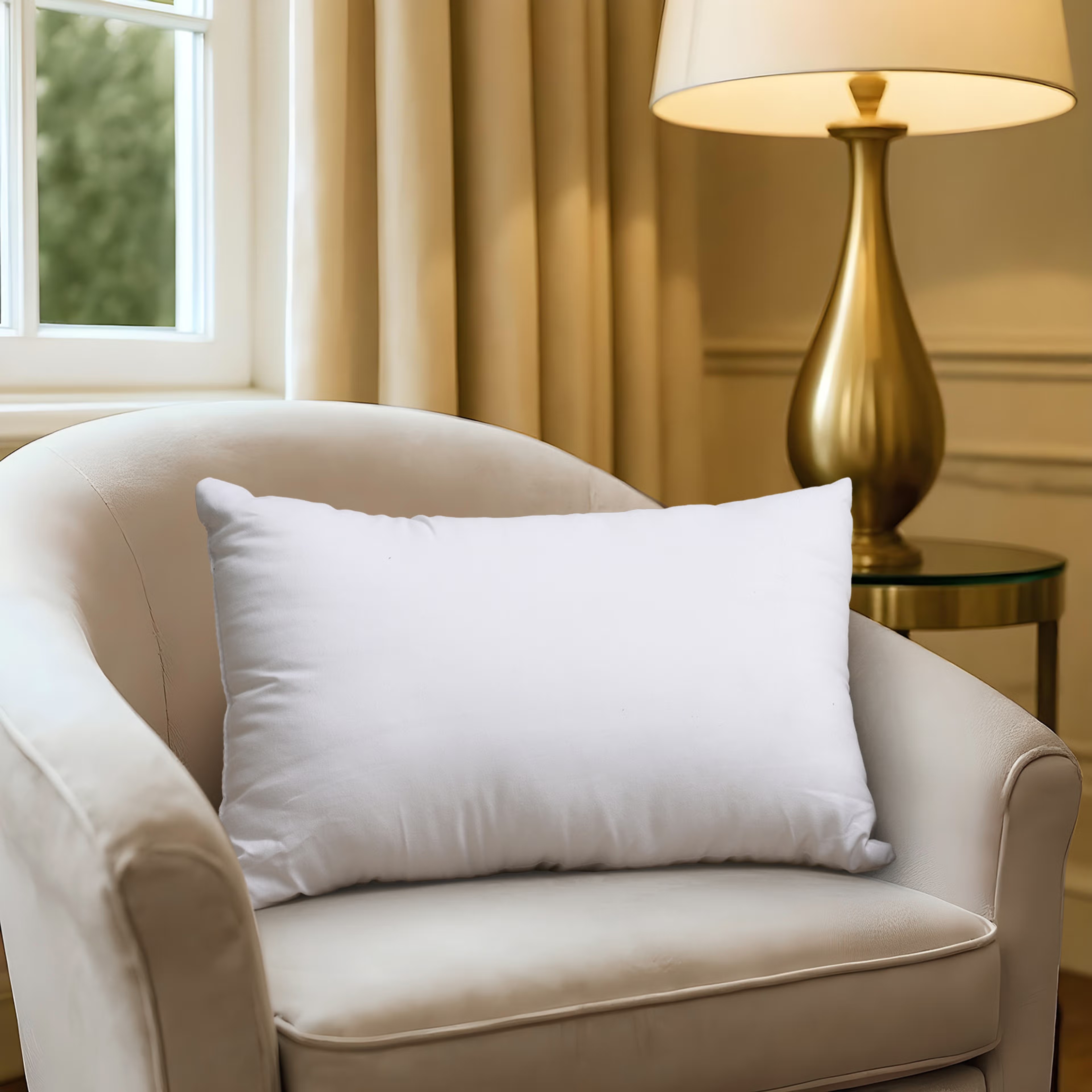 Cushion | Pack of 2 | 12x18 Inch | Hollow Fiber Filling | Use With or Without Cover | For Sofa & Bed | Gentle Machine Wash | White 12"x18\