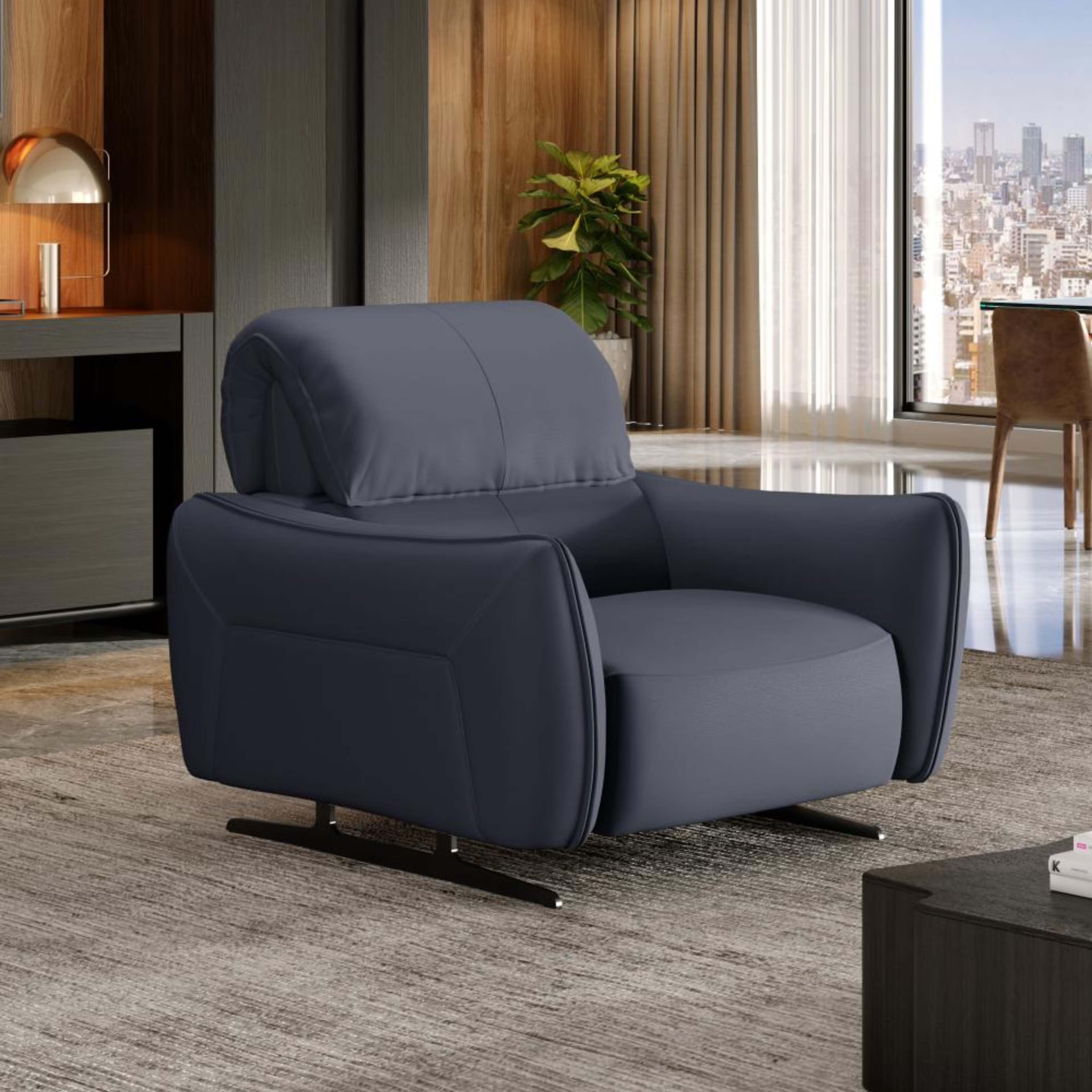 Wakefit Crete Sofa Without Motion - One Seater Regular, Without Motion, 1 Seater, Blue