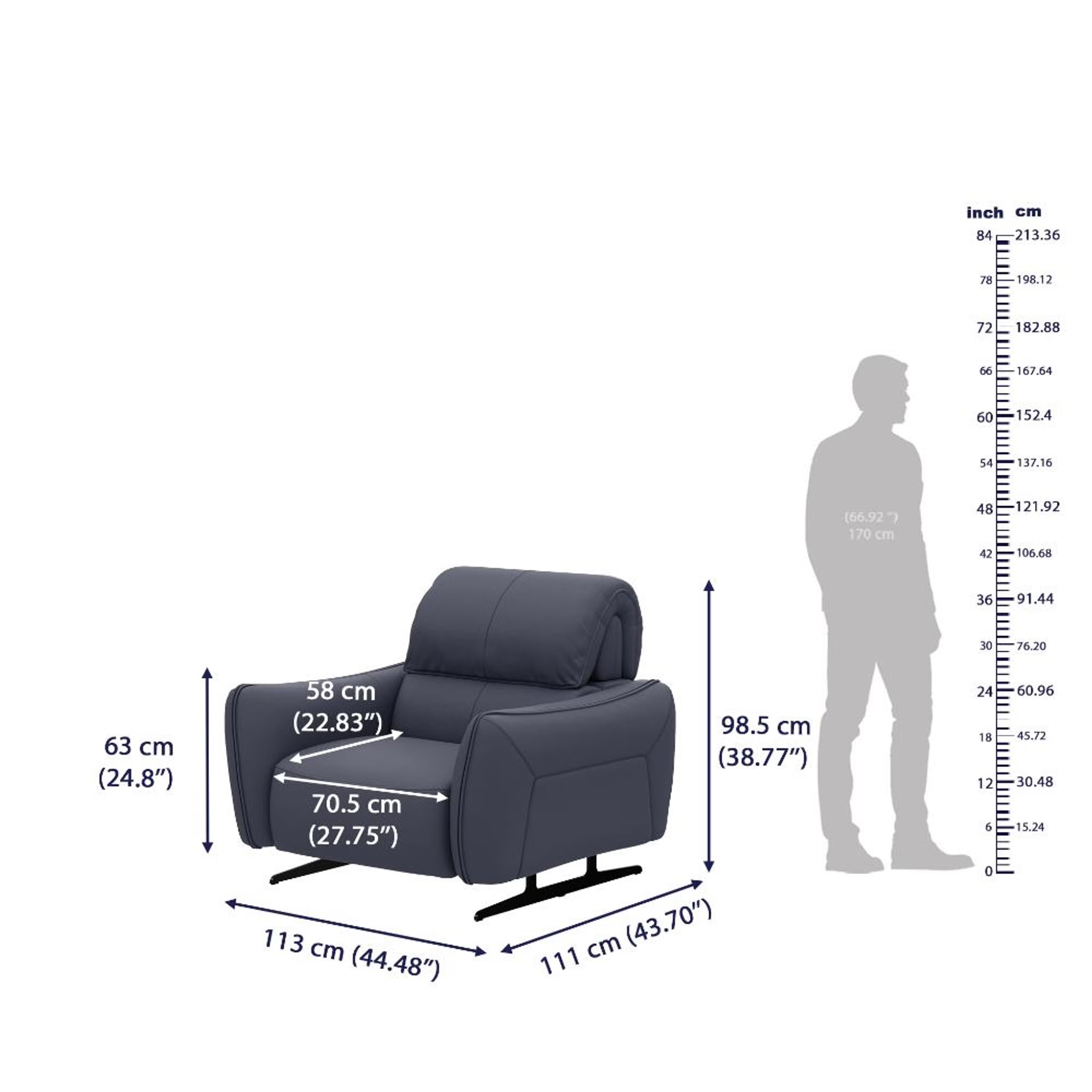Wakefit Crete Sofa Without Motion - One Seater Regular, Without Motion, 1 Seater, Blue 7 Wakefit Crete Sofa Without Motion - One Seater Regular, Without Motion, 1 Seater, Blue