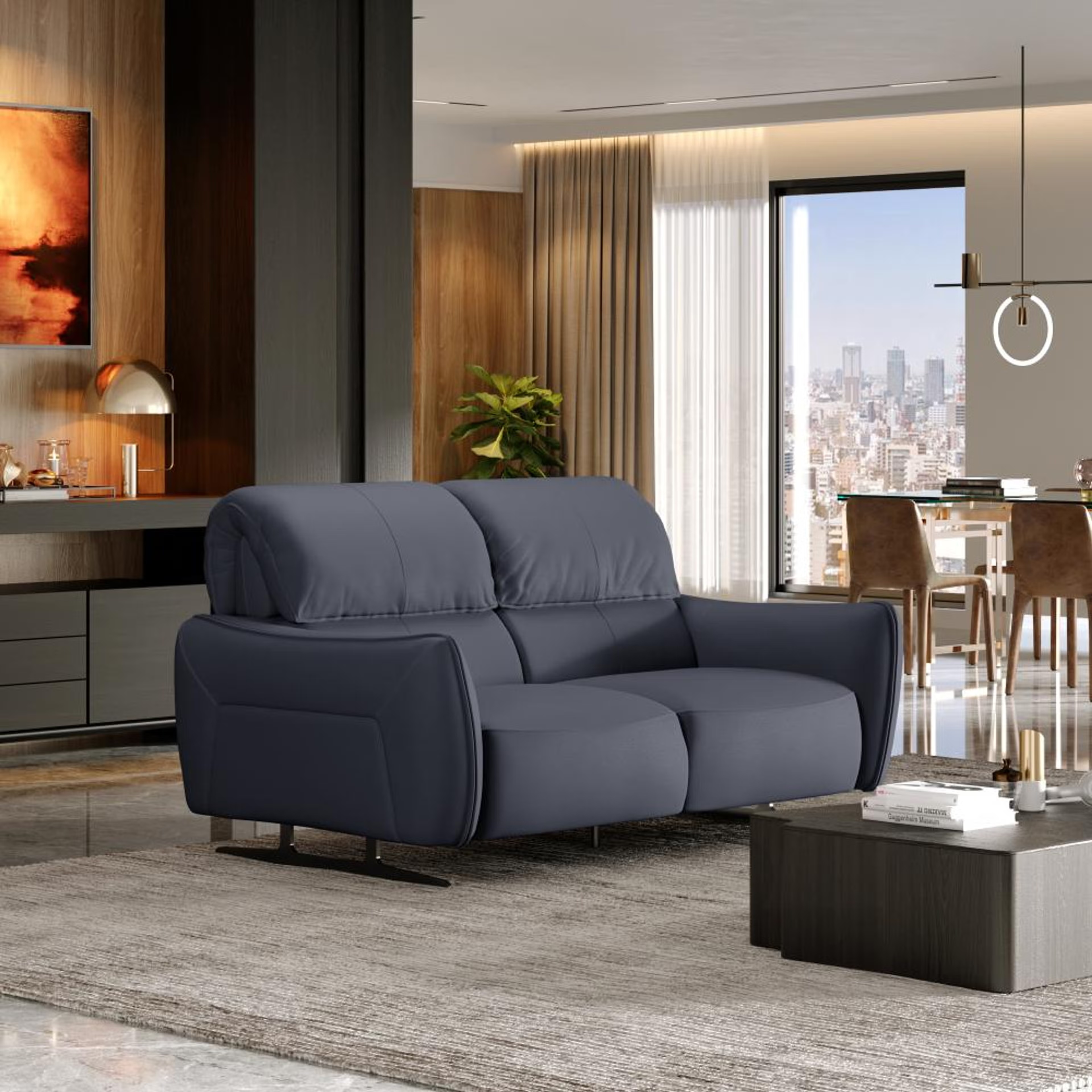 Wakefit Crete Sofa Without Motion - Two Seater Regular, Without Motion, 2 Seater, Blue