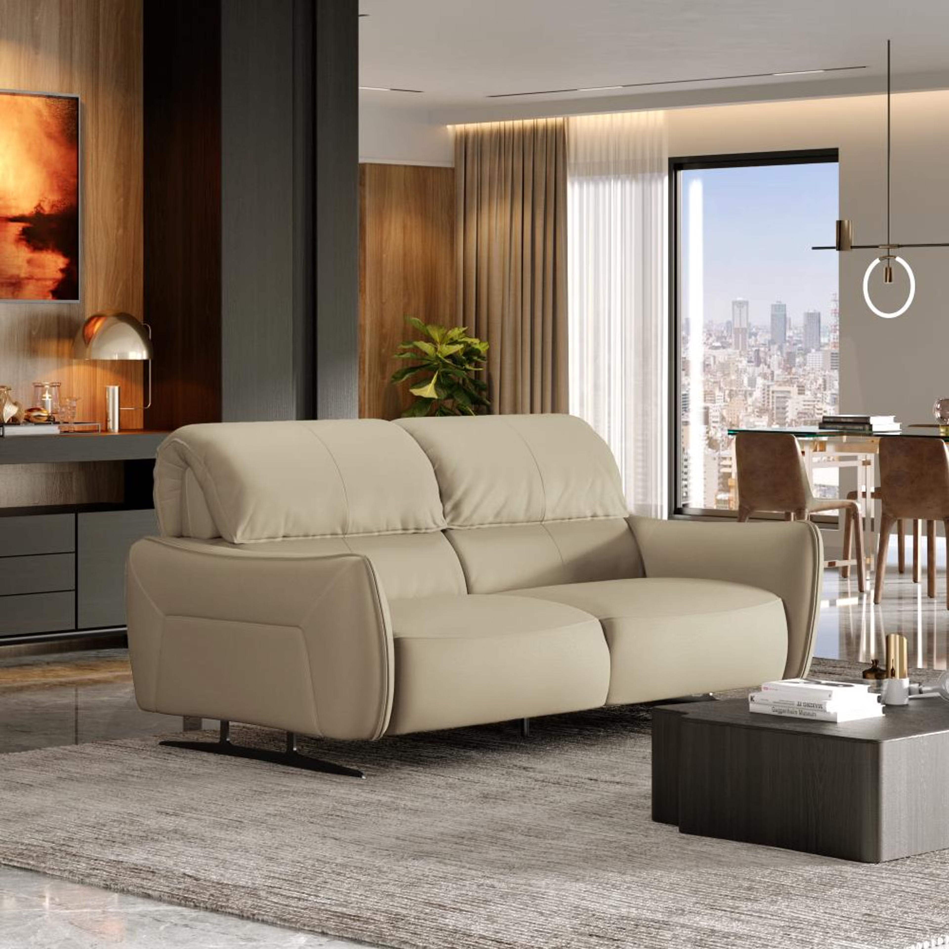 Wakefit Crete Sofa Without Motion - Three Seater Regular, Without Motion, 3 Seater, Beige