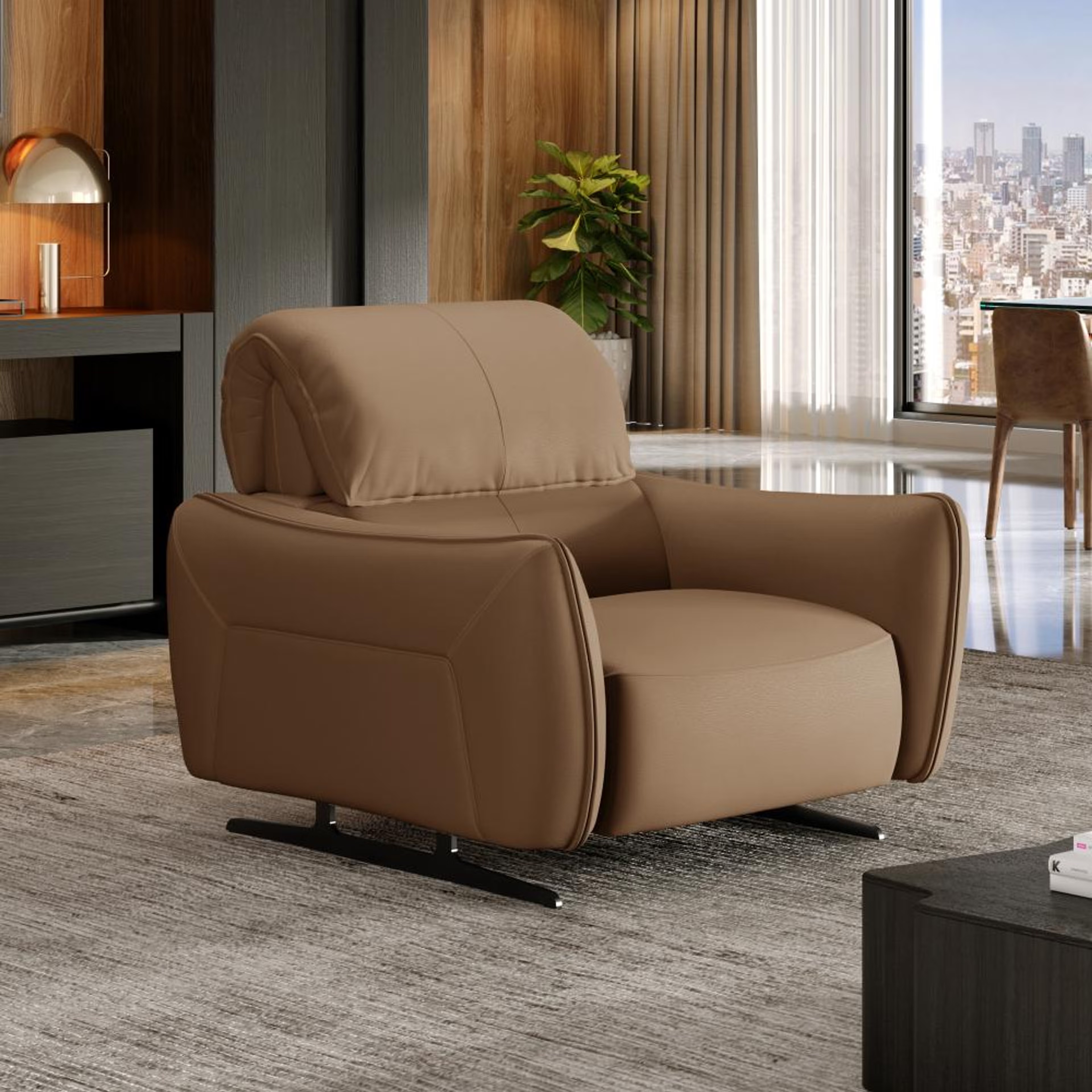 Wakefit Crete Sofa Without Motion - One Seater Regular, Without Motion, 1 Seater, Cappuccino