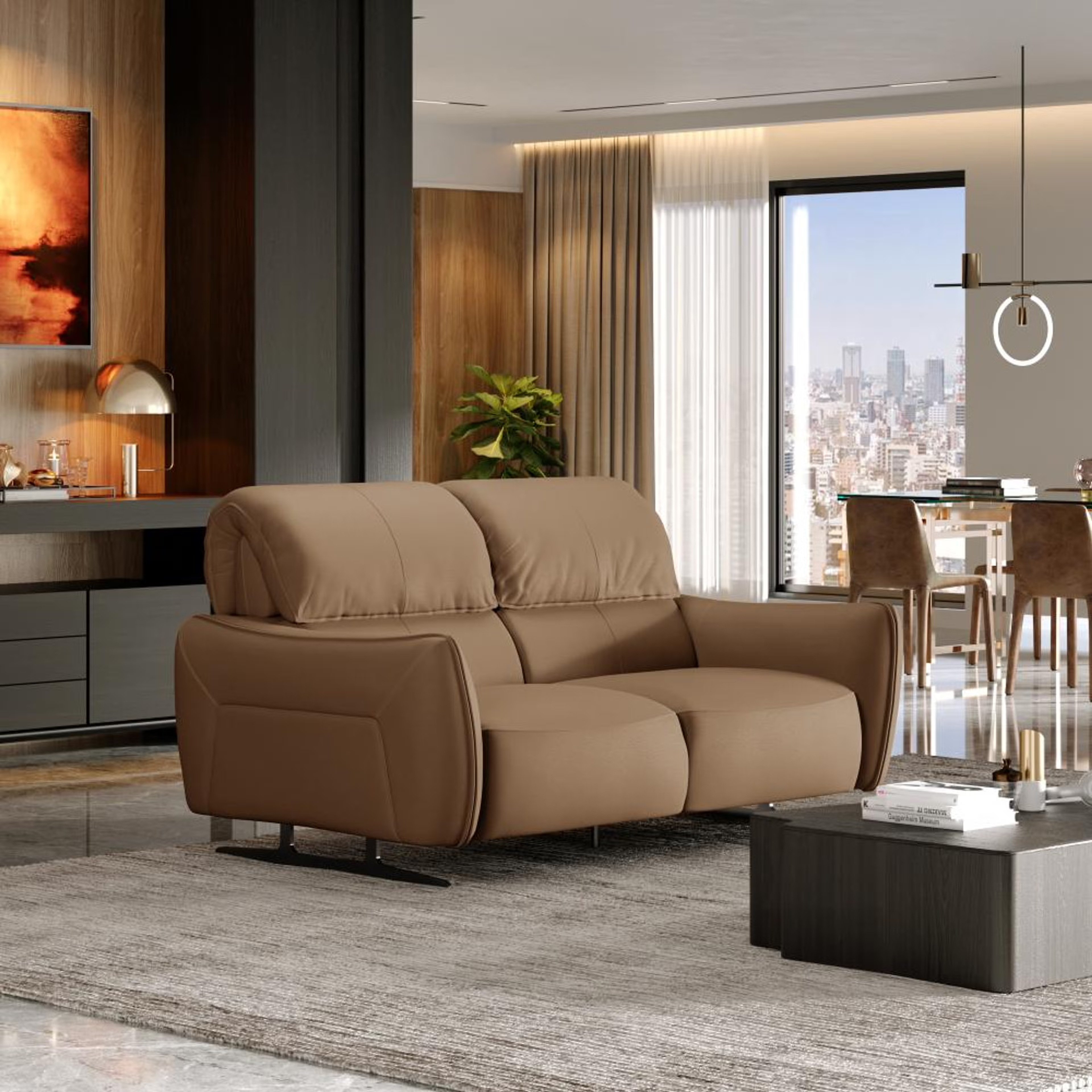 Wakefit Crete Sofa Without Motion - Two Seater Regular, Without Motion, 2 Seater, Cappuccino