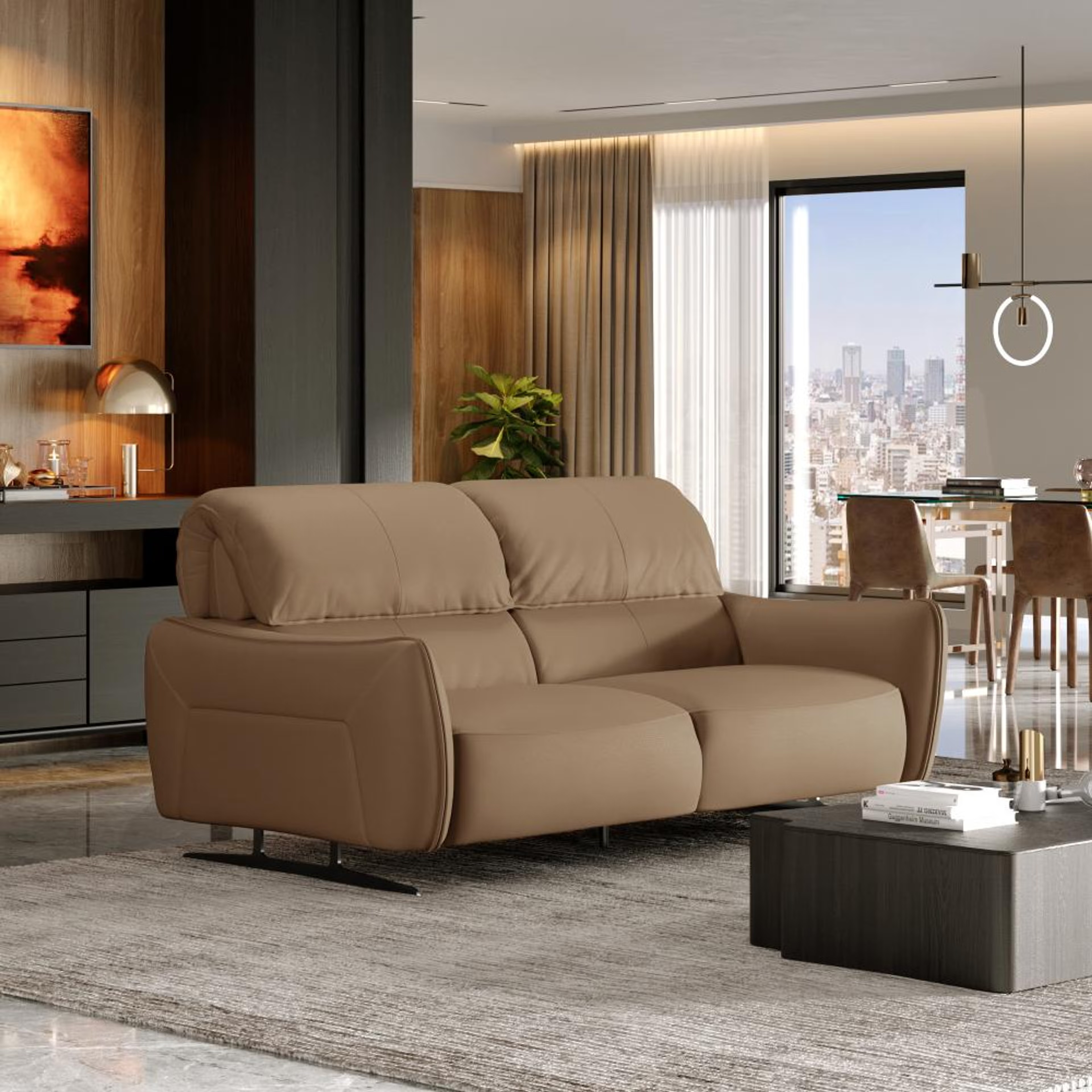 Home 28 Wakefit Crete Sofa Without Motion - Three Seater Regular, Without Motion, 3 Seater, Cappuccino