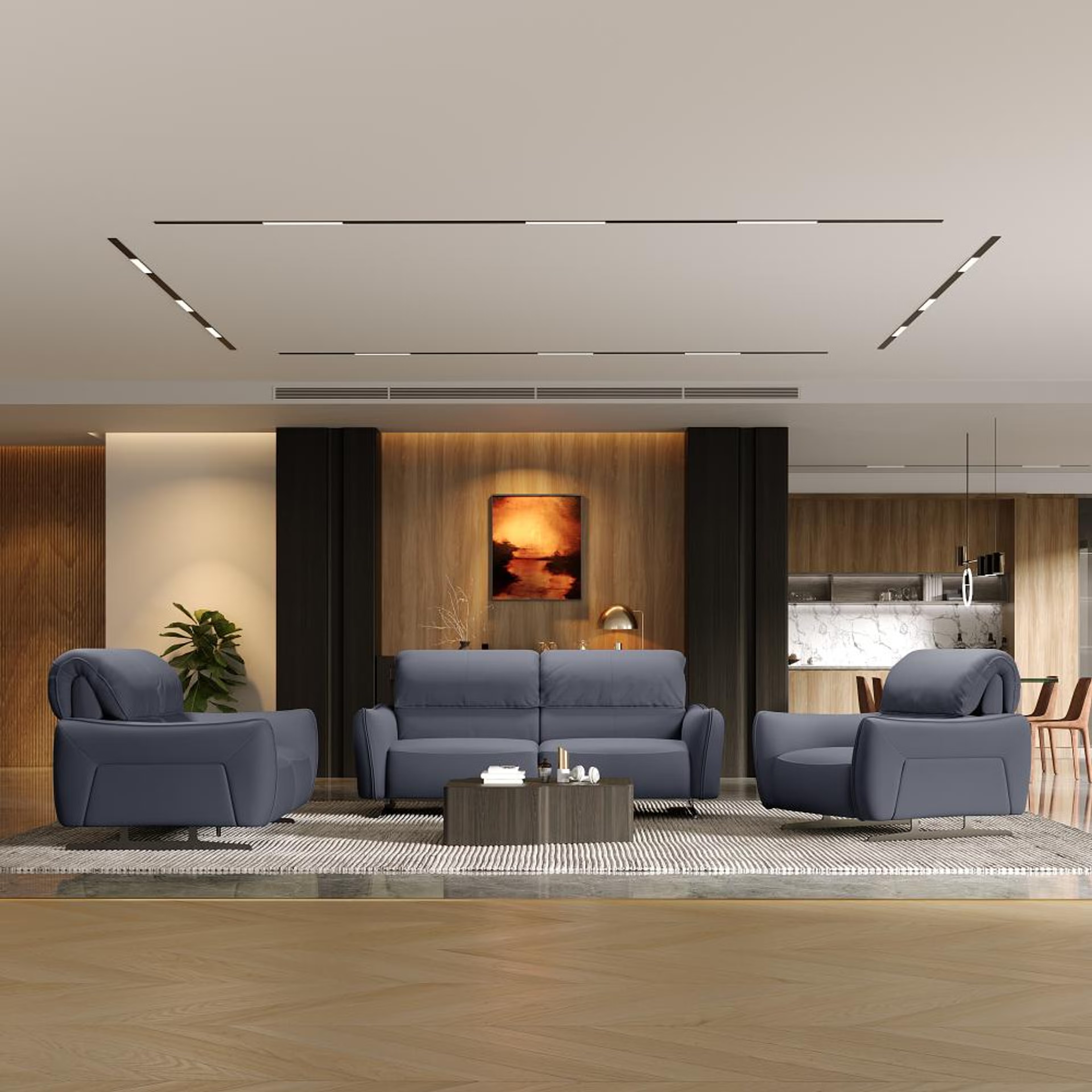 Wakefit Crete Sofa Without Motion Set (3+2+1) Seater Regular, Without Motion, 3+2+1, Blue