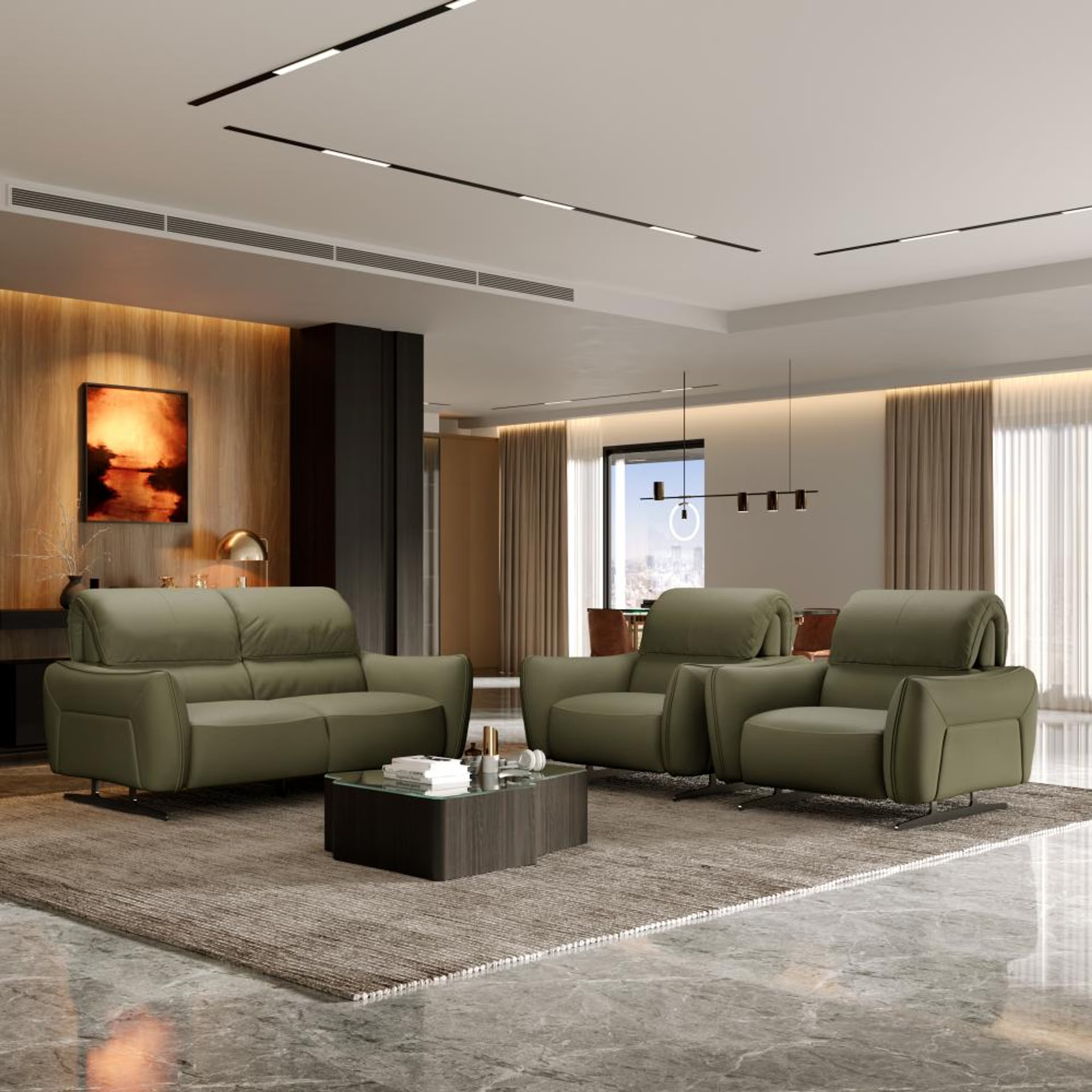 Wakefit Crete Sofa Without Motion Set (2+1+1) Seater Regular, Without Motion, 2+1+1, Green