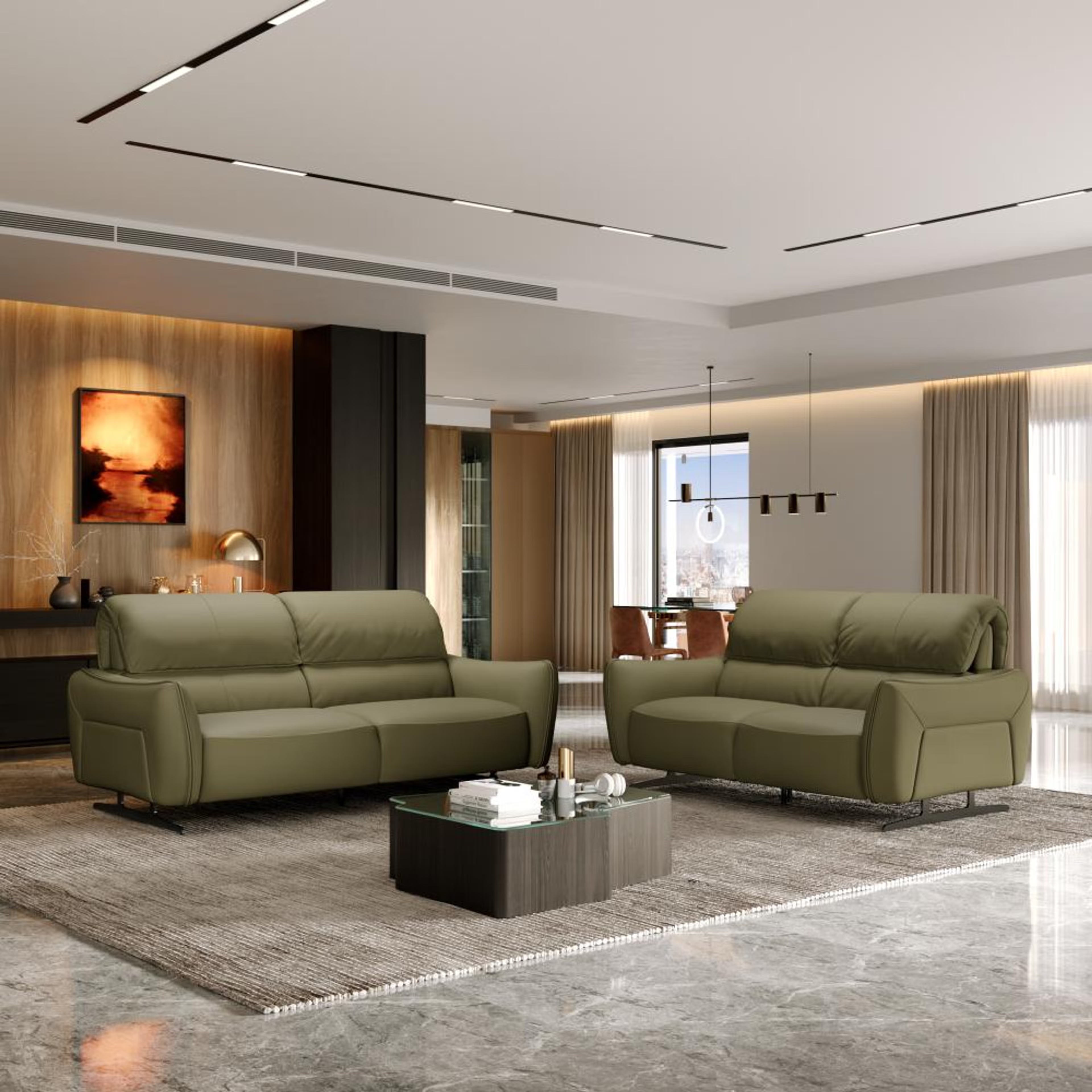 Wakefit Crete Sofa Without Motion Set (3+2) Seater Regular, Without Motion, Set (3+2), Green