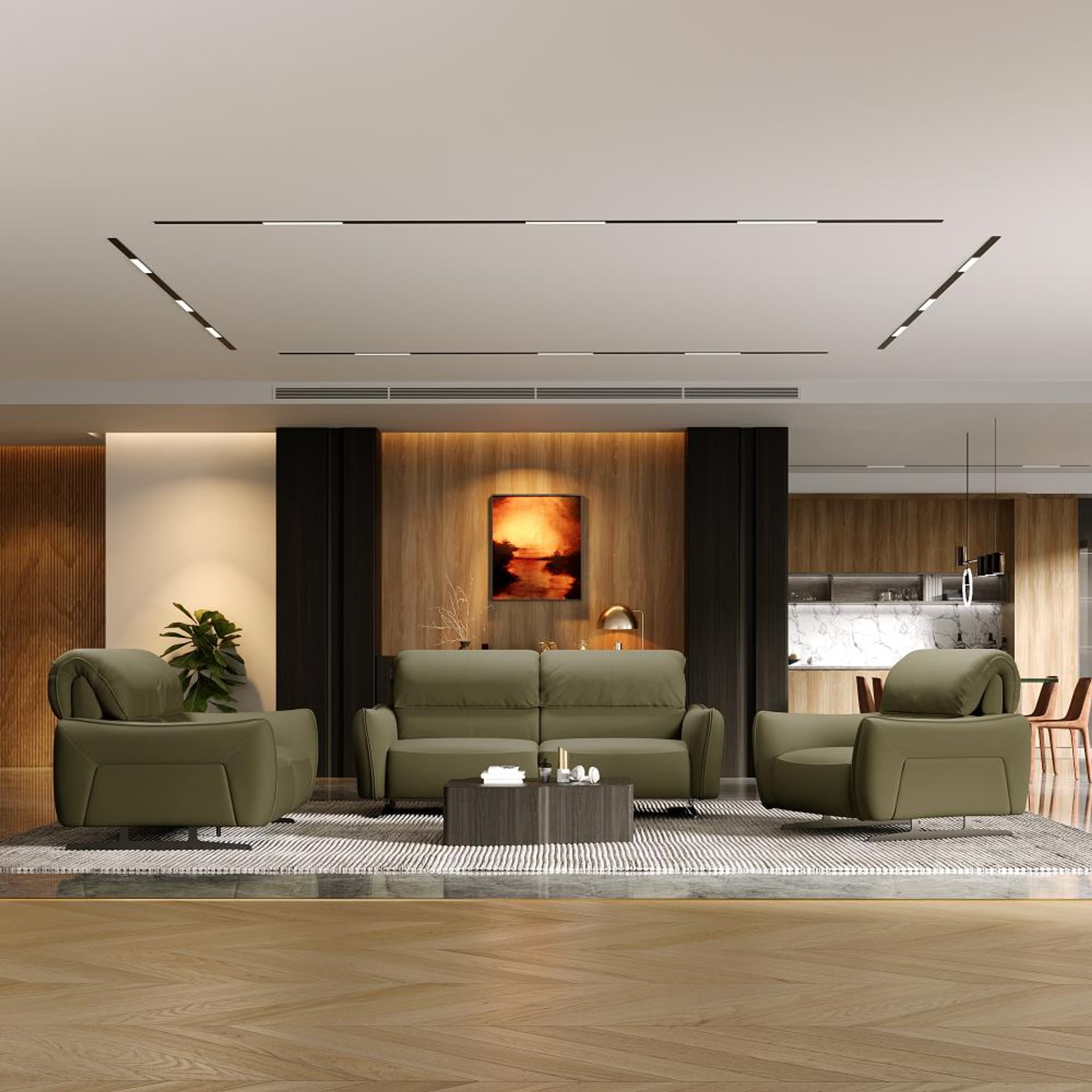 Wakefit Crete Sofa Without Motion Set (3+2+1) Seater Regular, Without Motion, 3+2+1, Green
