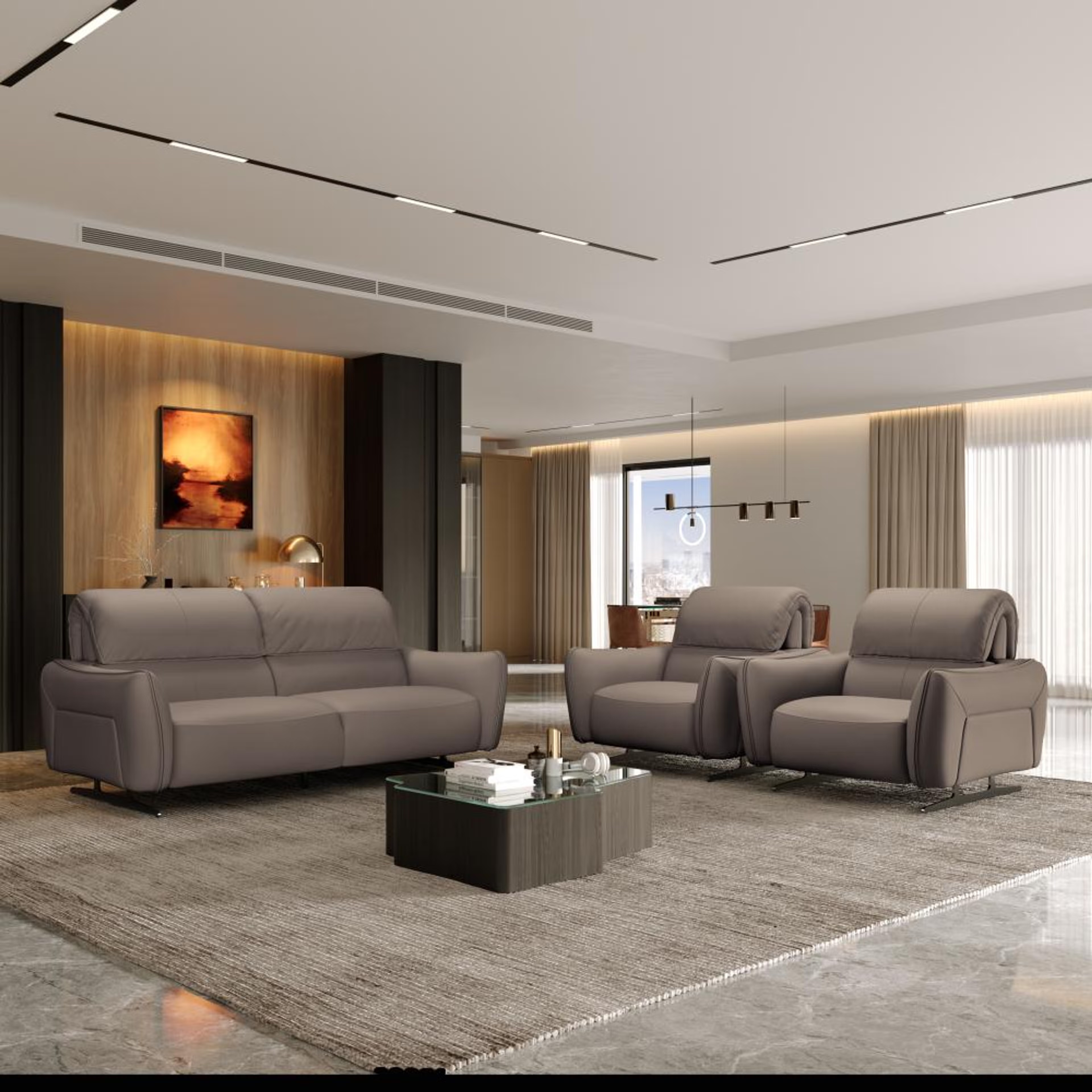 Wakefit Crete Sofa Without Motion Set (3+1+1) Seater Regular, Without Motion, Set (3+1+1), Grey