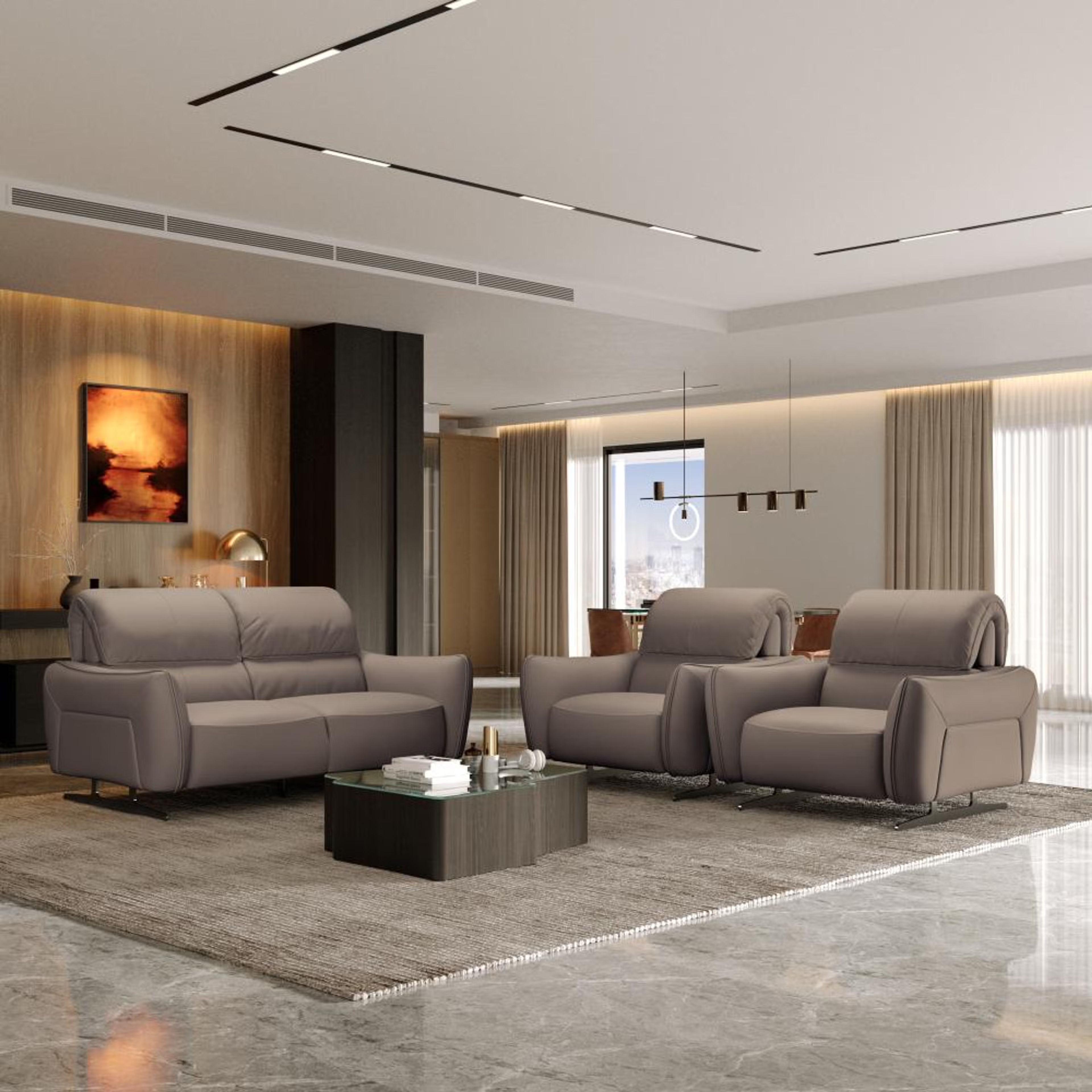 Wakefit Crete Sofa Without Motion Set (2+1+1) Seater Regular, Without Motion, 2+1+1, Grey