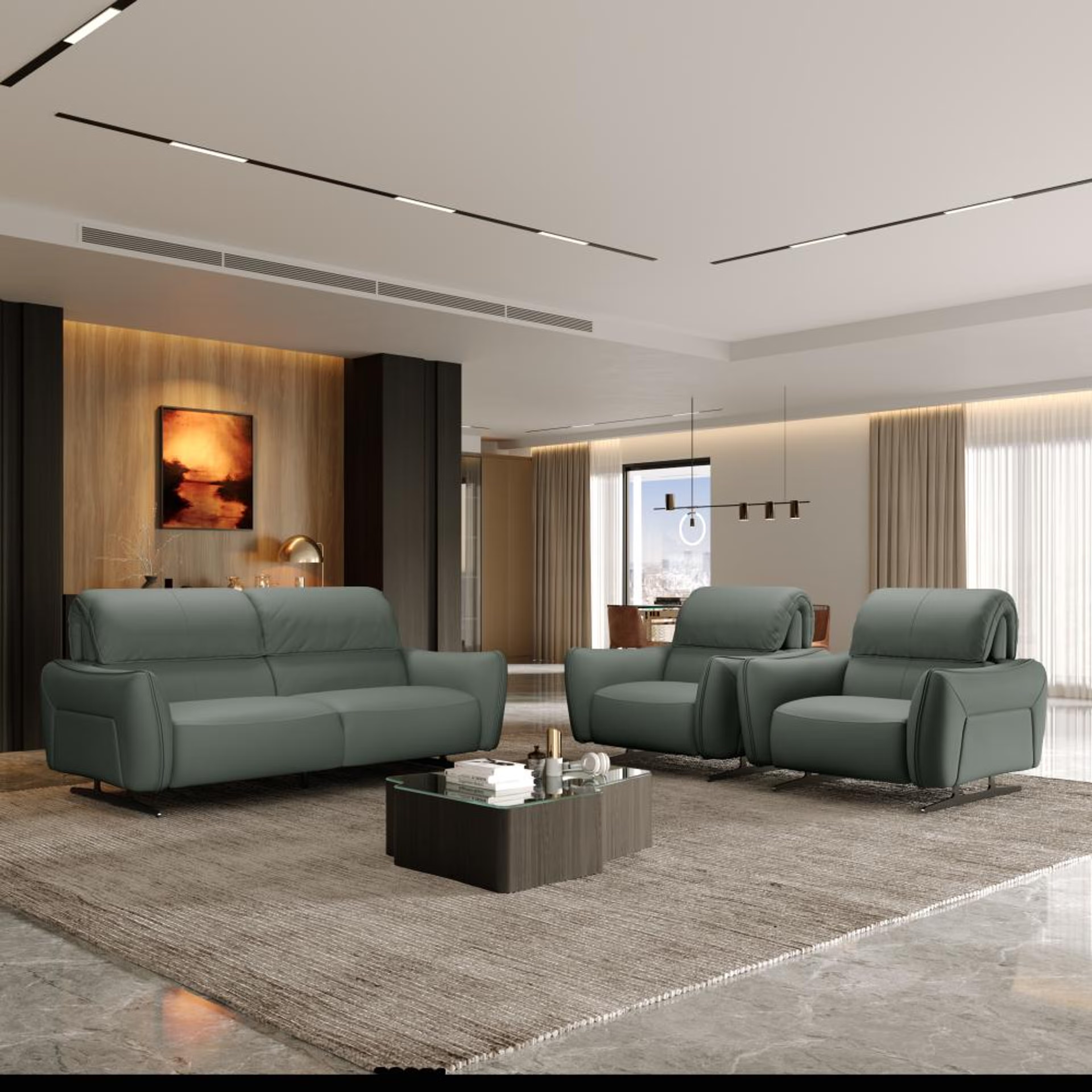 Wakefit Crete Sofa Without Motion Set (3+1+1) Seater Regular, Without Motion, Set (3+1+1), Forest Green