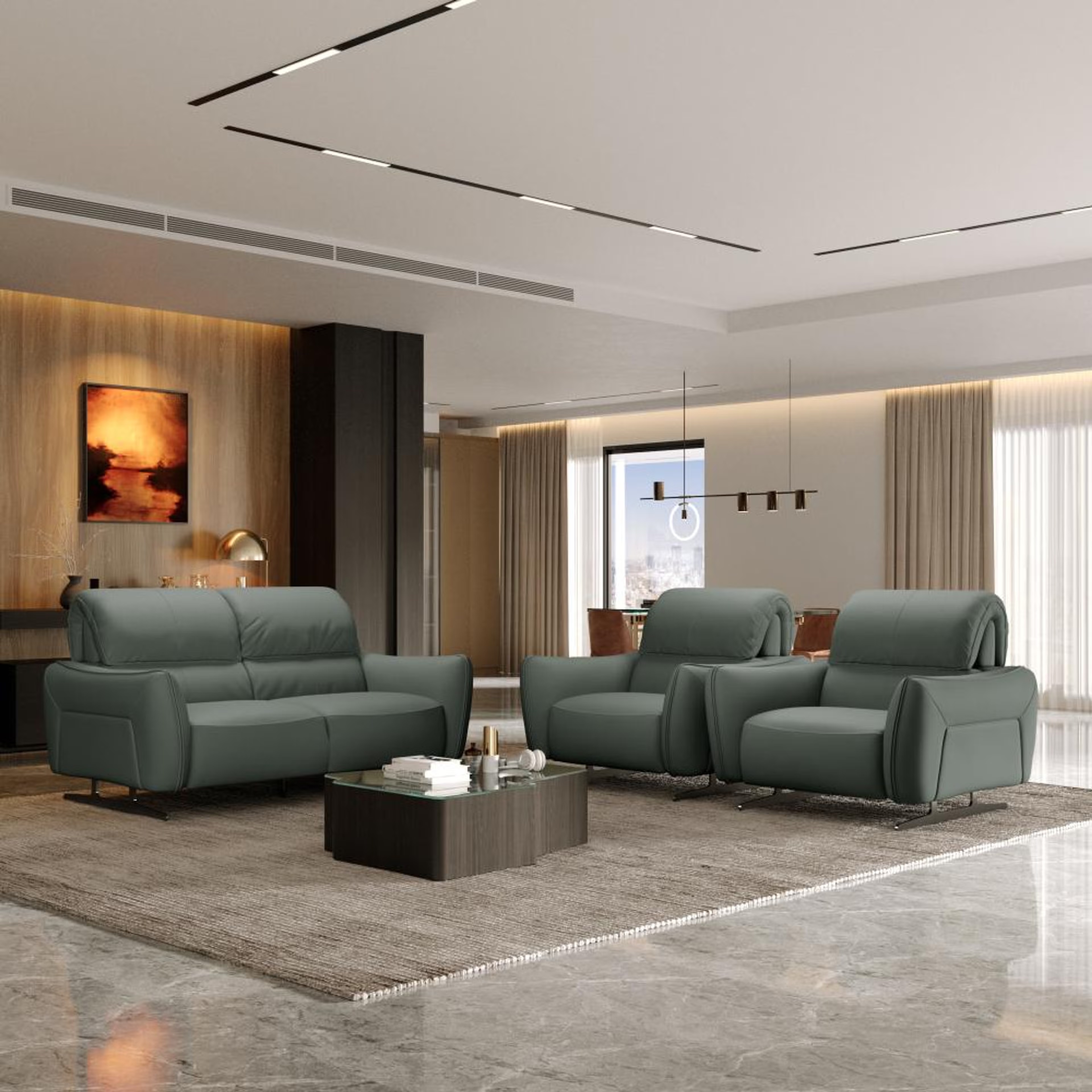 Wakefit Crete Sofa Without Motion Set (2+1+1) Seater Regular, Without Motion, 2+1+1, Forest Green