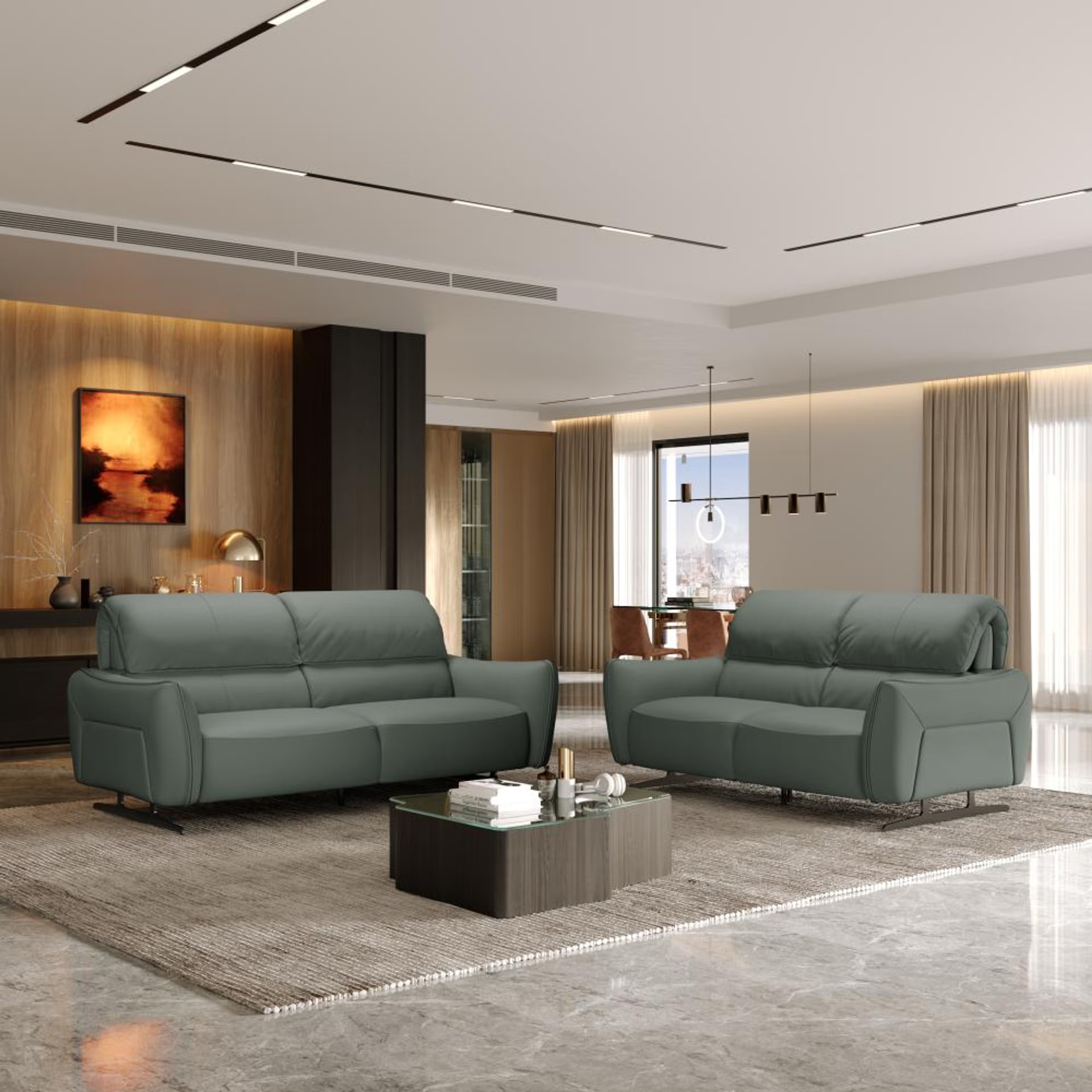 Wakefit Crete Sofa Without Motion Set (3+2) Seater Regular, Without Motion, Set (3+2), Forest Green