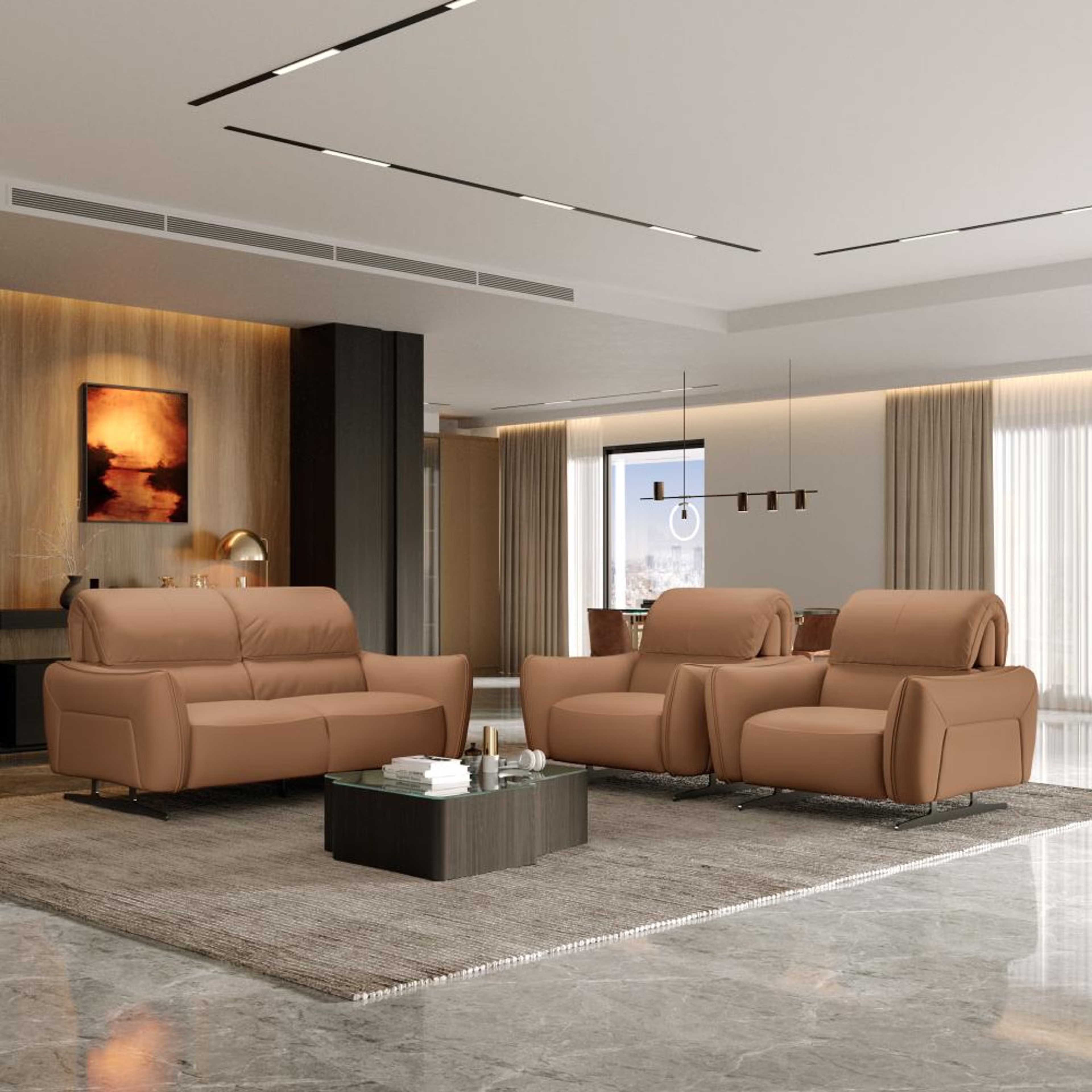Home 33 Wakefit Crete Sofa Without Motion Set (2+1+1) Seater Regular, Without Motion, 2+1+1, Brown