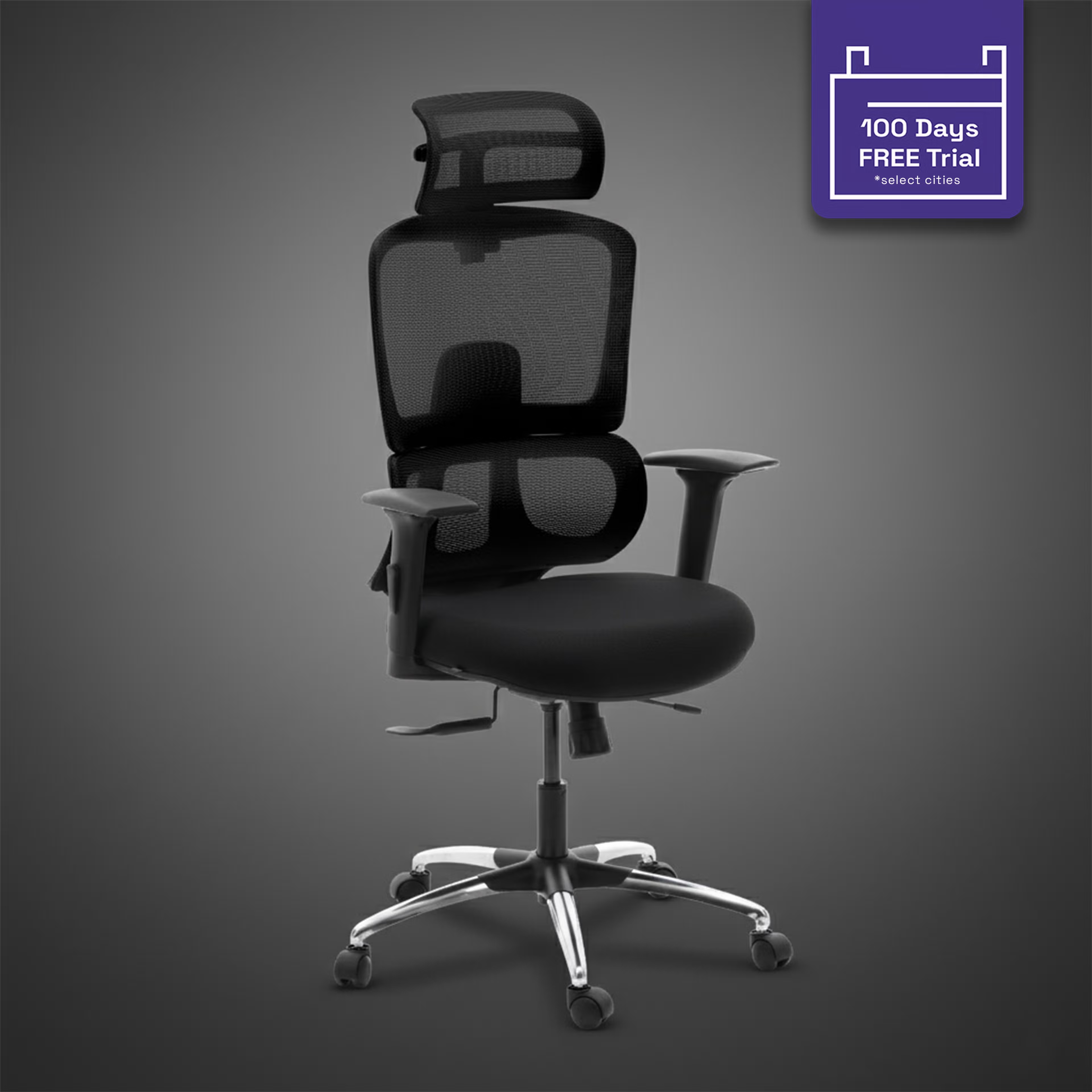 Home 30 Trivon Double Back Seat Slider Multi Lock class 3D Armrest 4 Gaslift Ergonomic Office Chair Black High Back, Chrome base, Multi Lock With Seat Slider, Black