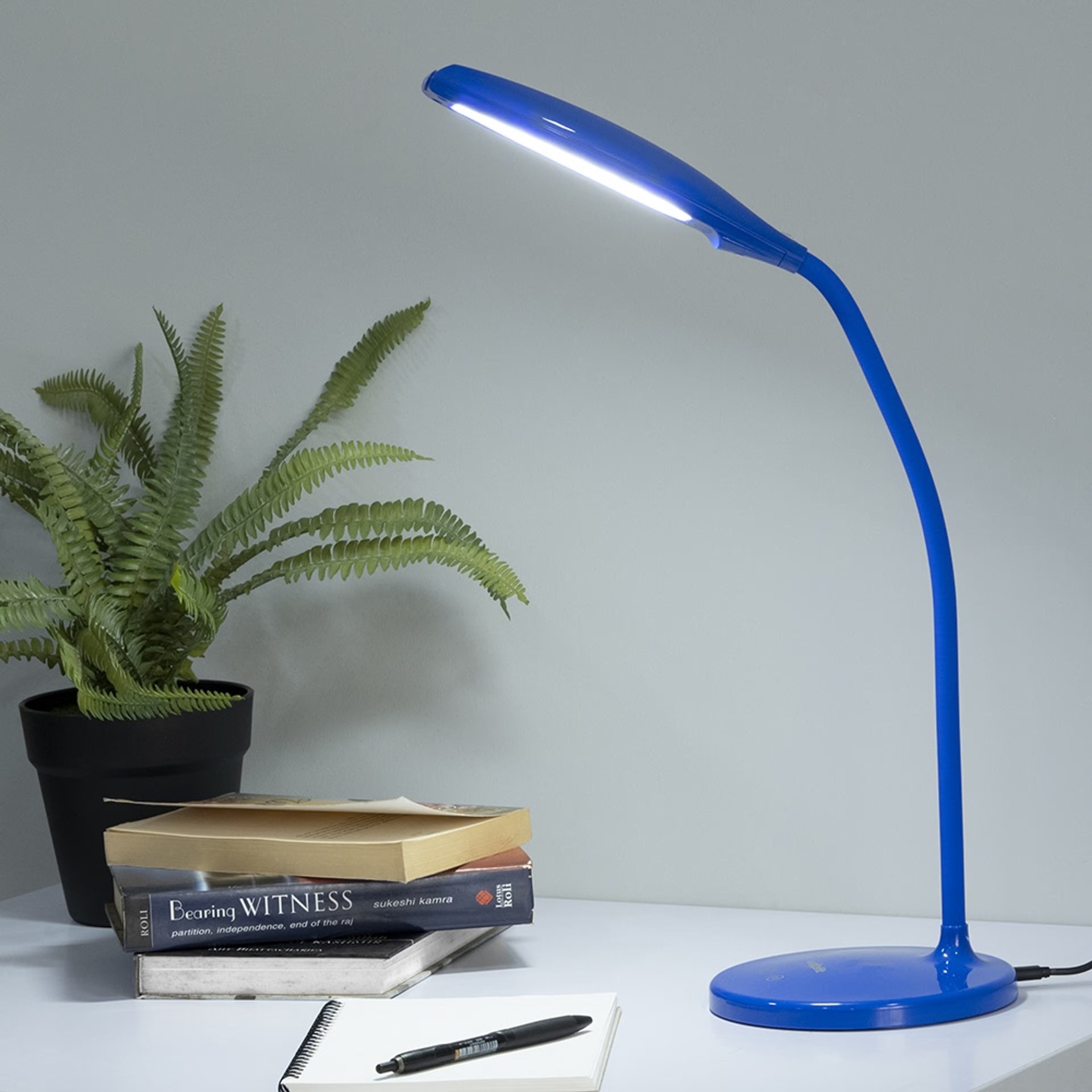 Wakefit Planck&nbsp;Study&nbsp;Lamp (with Wireless Charging and adapter) With Adapter, Blue